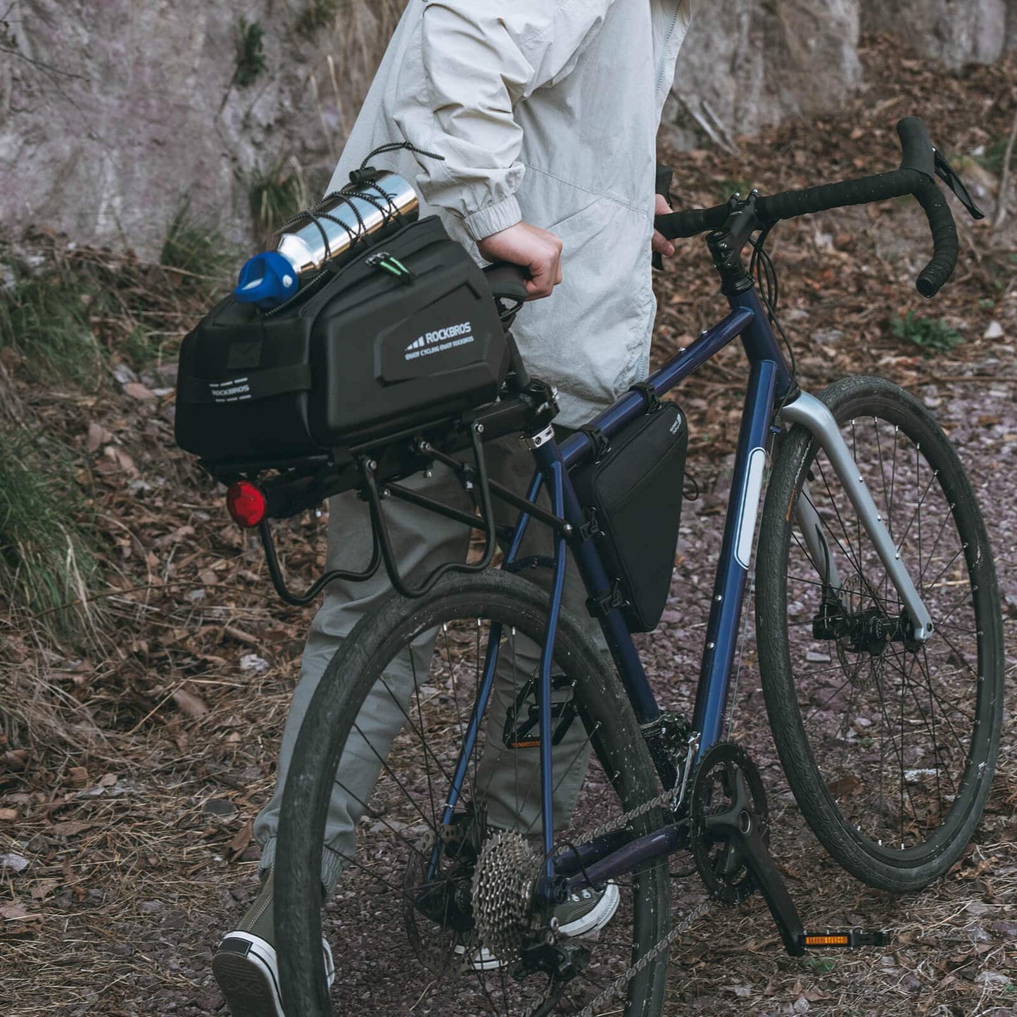 Alforja para bicicleta impermeable ROCKBROS de 9 l con funda para lluvia y correa para el hombro