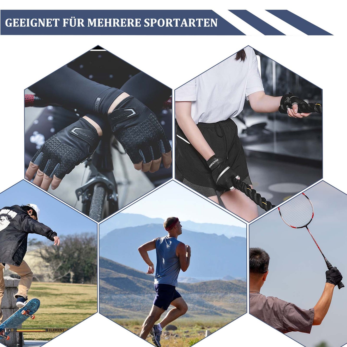 Guantes de ciclismo para mujer y hombre, guantes de ciclismo de medio dedo ROCKBROS
