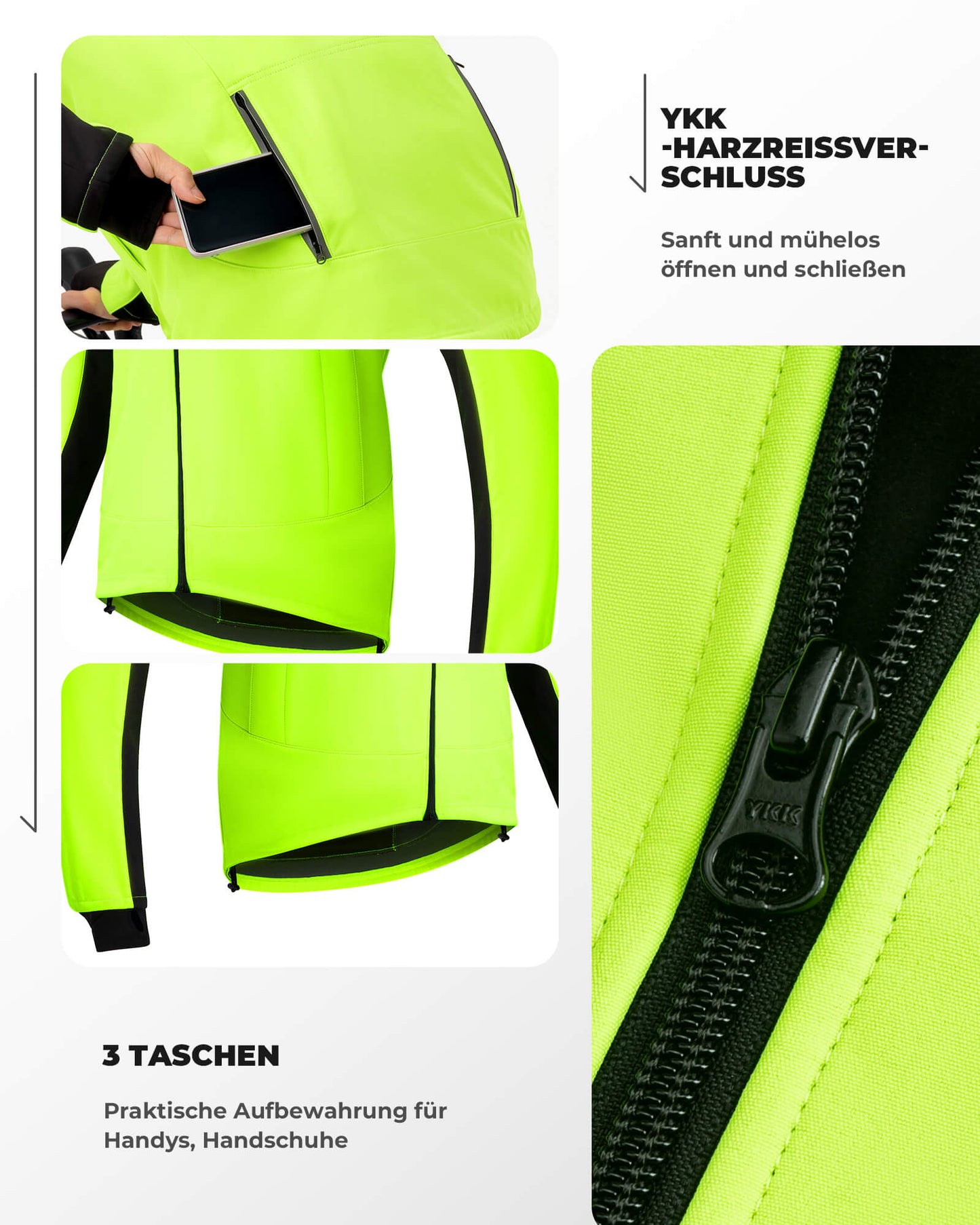 Chaqueta y pantalones de ciclismo Traje de ciclismo de invierno Verde brillante ROCKBROS