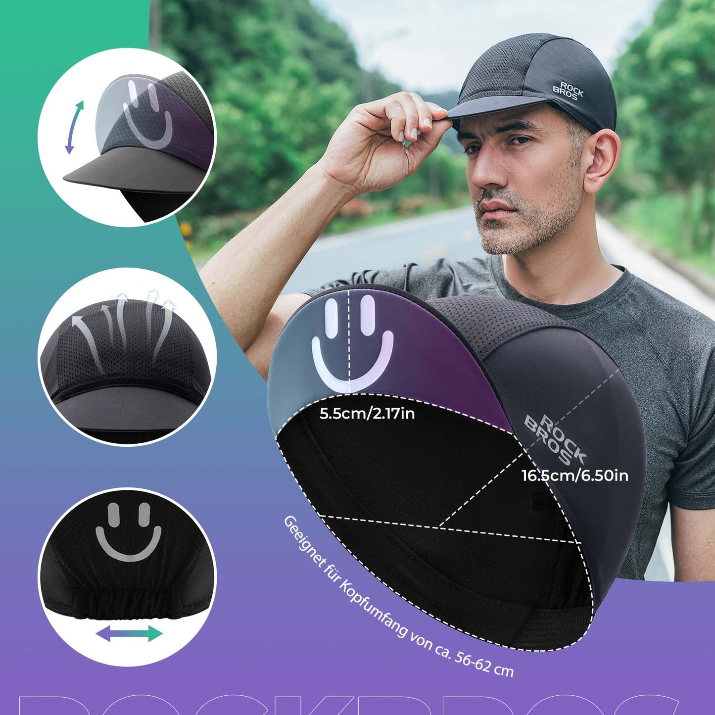 Gorra de ciclismo de verano, antisudor, ligera, unisex, ROCKBROS