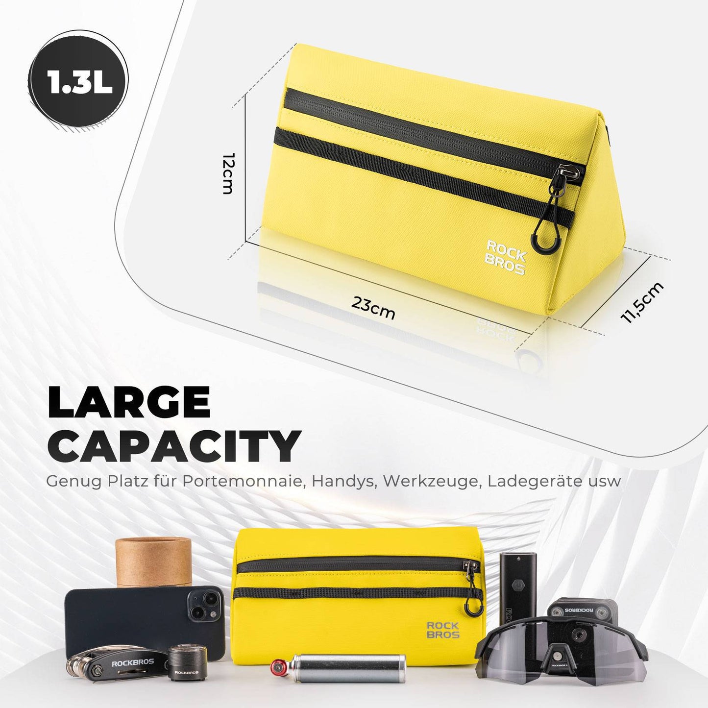 Bolsa para manillar de bicicleta, bolsa para bicicleta, cesta para bicicleta, 6 colores, aprox. 1,3 L, ROCKBROS