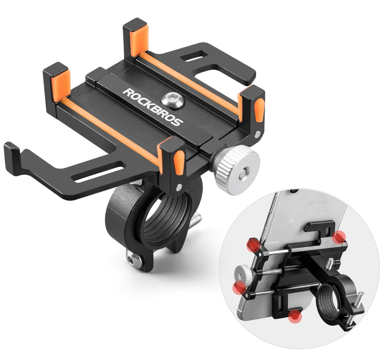 Soporte para teléfono para bicicleta o motocicleta con clip giratorio de 360° ROCKBROS