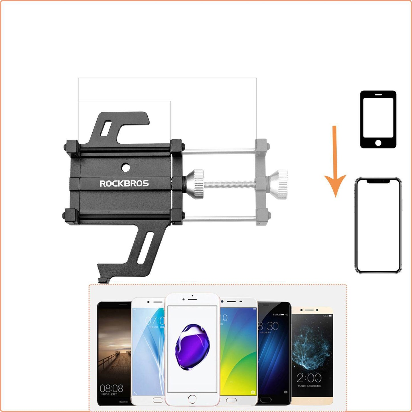 Soporte para teléfono para bicicleta o motocicleta con clip giratorio de 360° ROCKBROS
