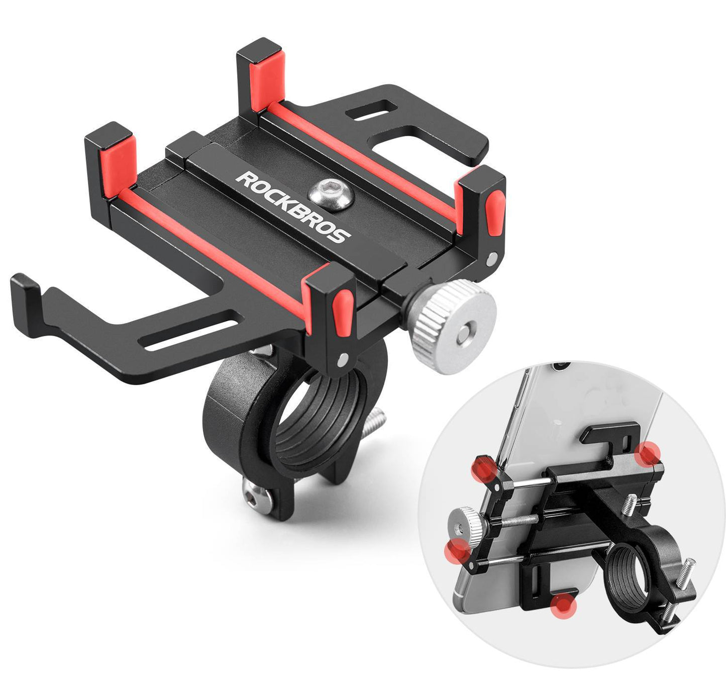 Soporte para teléfono para bicicleta o motocicleta con clip giratorio de 360° ROCKBROS