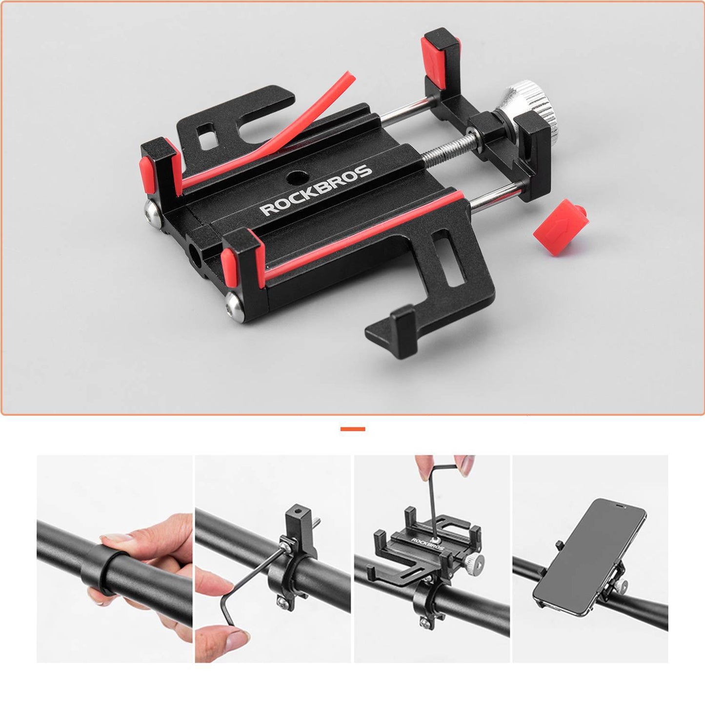 Soporte para teléfono para bicicleta o motocicleta con clip giratorio de 360° ROCKBROS