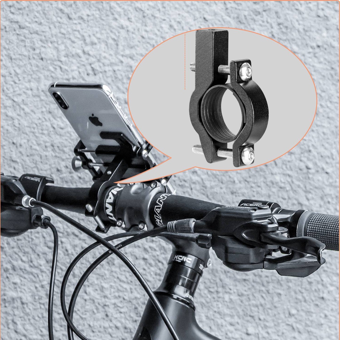 Soporte para teléfono para bicicleta o motocicleta con clip giratorio de 360° ROCKBROS