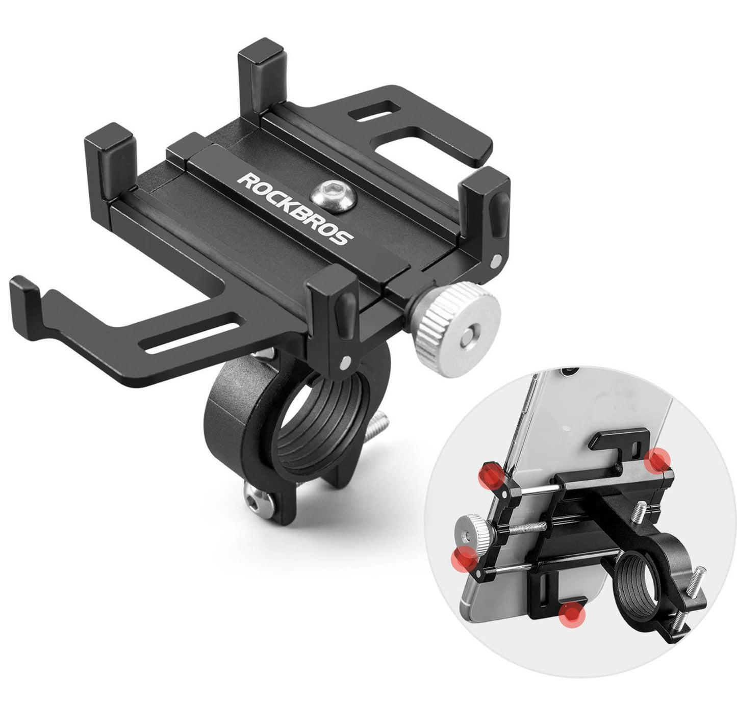 Soporte para teléfono para bicicleta o motocicleta con clip giratorio de 360° ROCKBROS