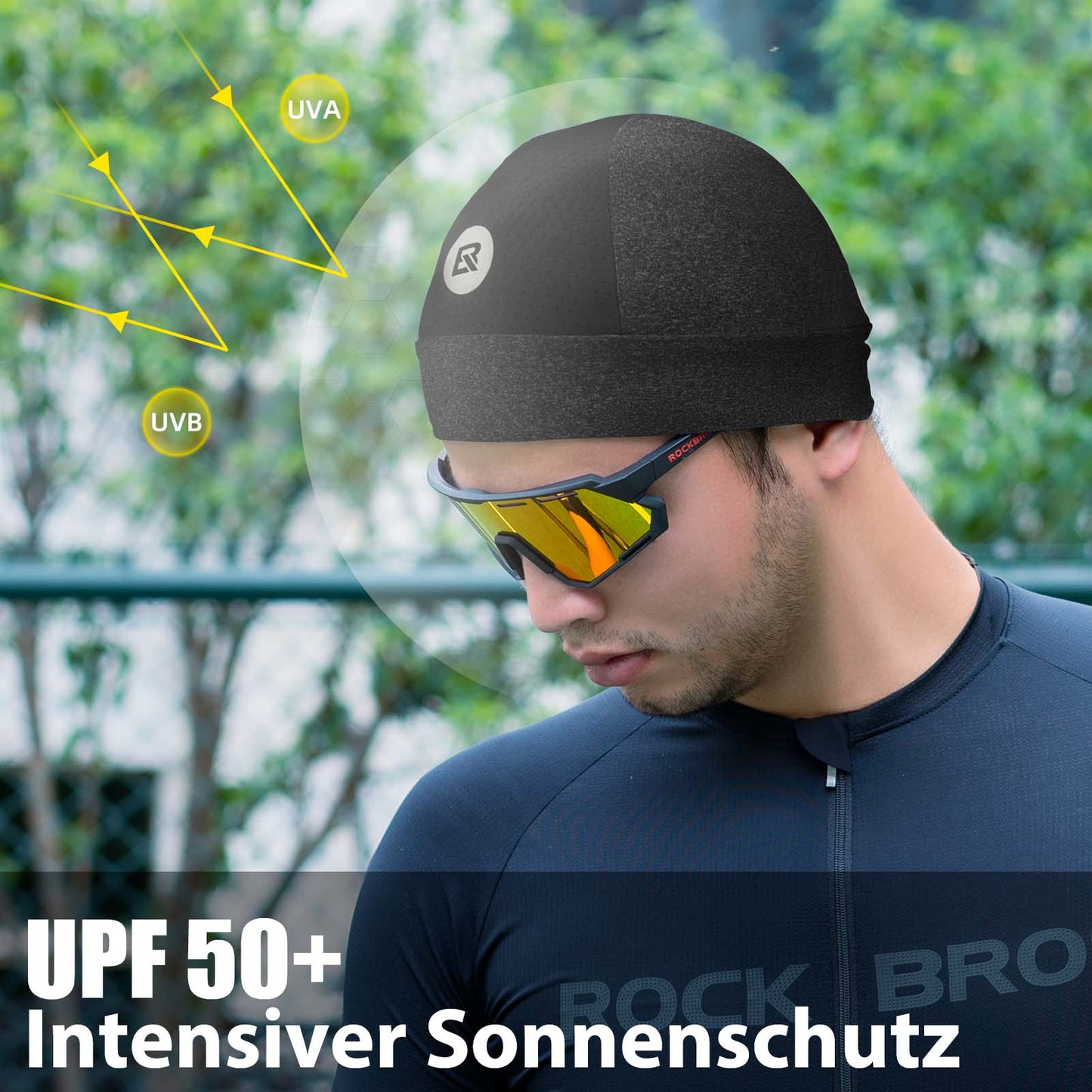 Gorra de ciclismo de verano con protección UV para hombre, talla 50-64 cm, ROCKBROS
