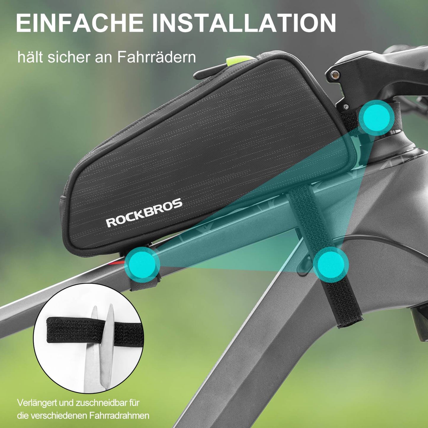 Bolsa para tubo superior/sillín de bicicleta de 1,1 L con compartimentos interiores ROCKBROS