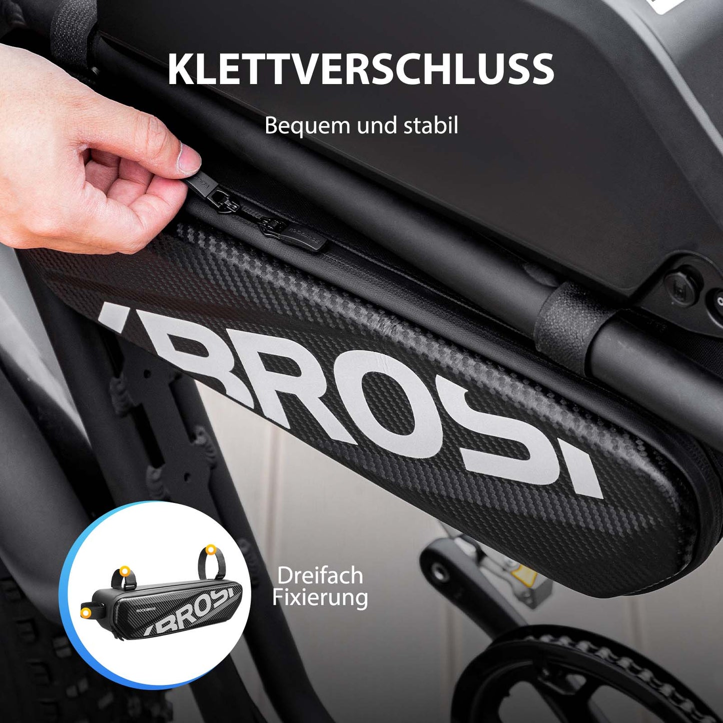 Bolsa para cuadro de bicicleta, impermeable, para tubo superior, 4,5 l, color negro, ROCKBROS