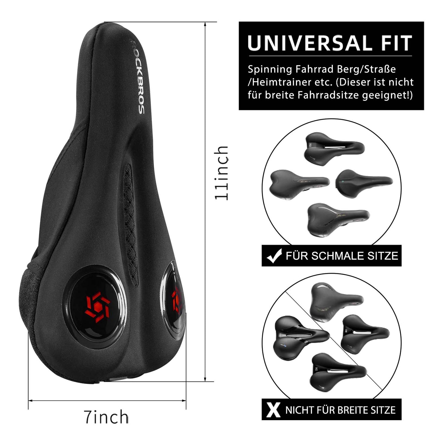 Funda de gel para sillín de bicicleta, color negro, ROCKBROS