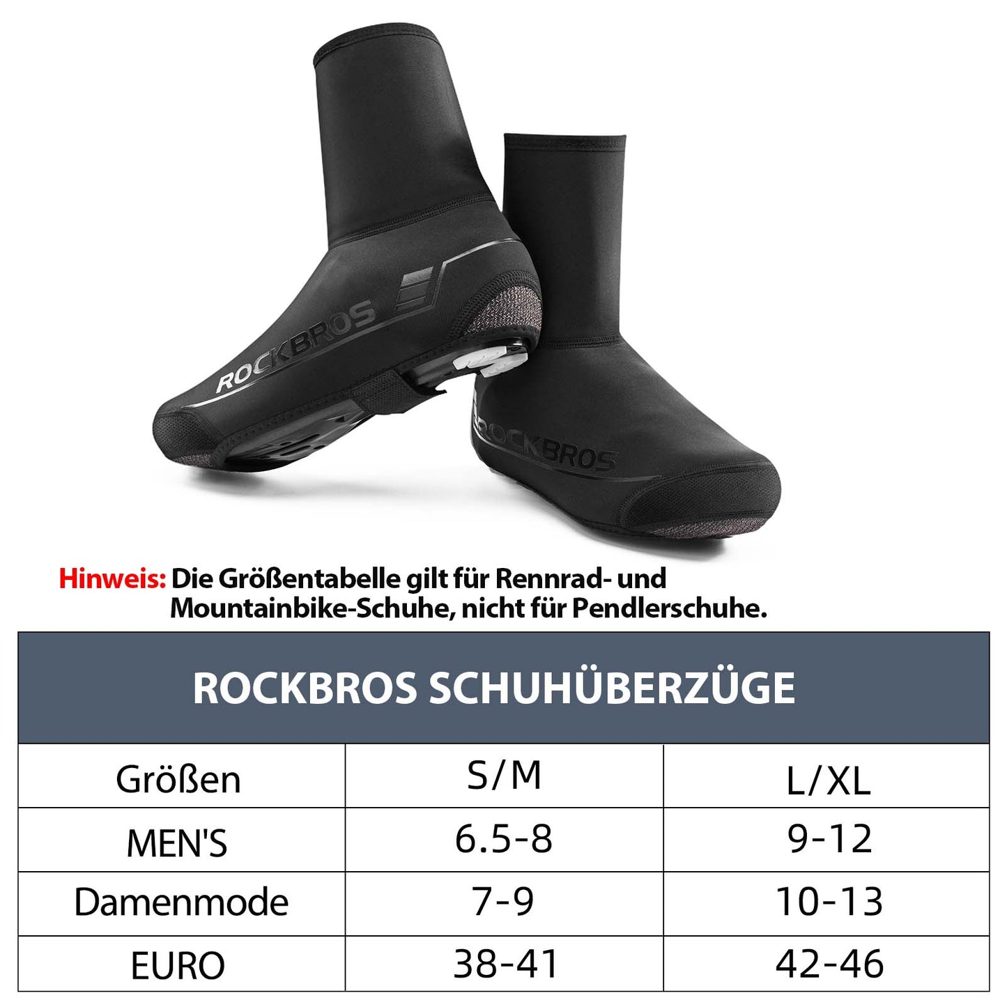 Cubrezapatillas de ciclismo de invierno, cubrezapatillas cálidos para ciclismo, negro, ROCKBROS