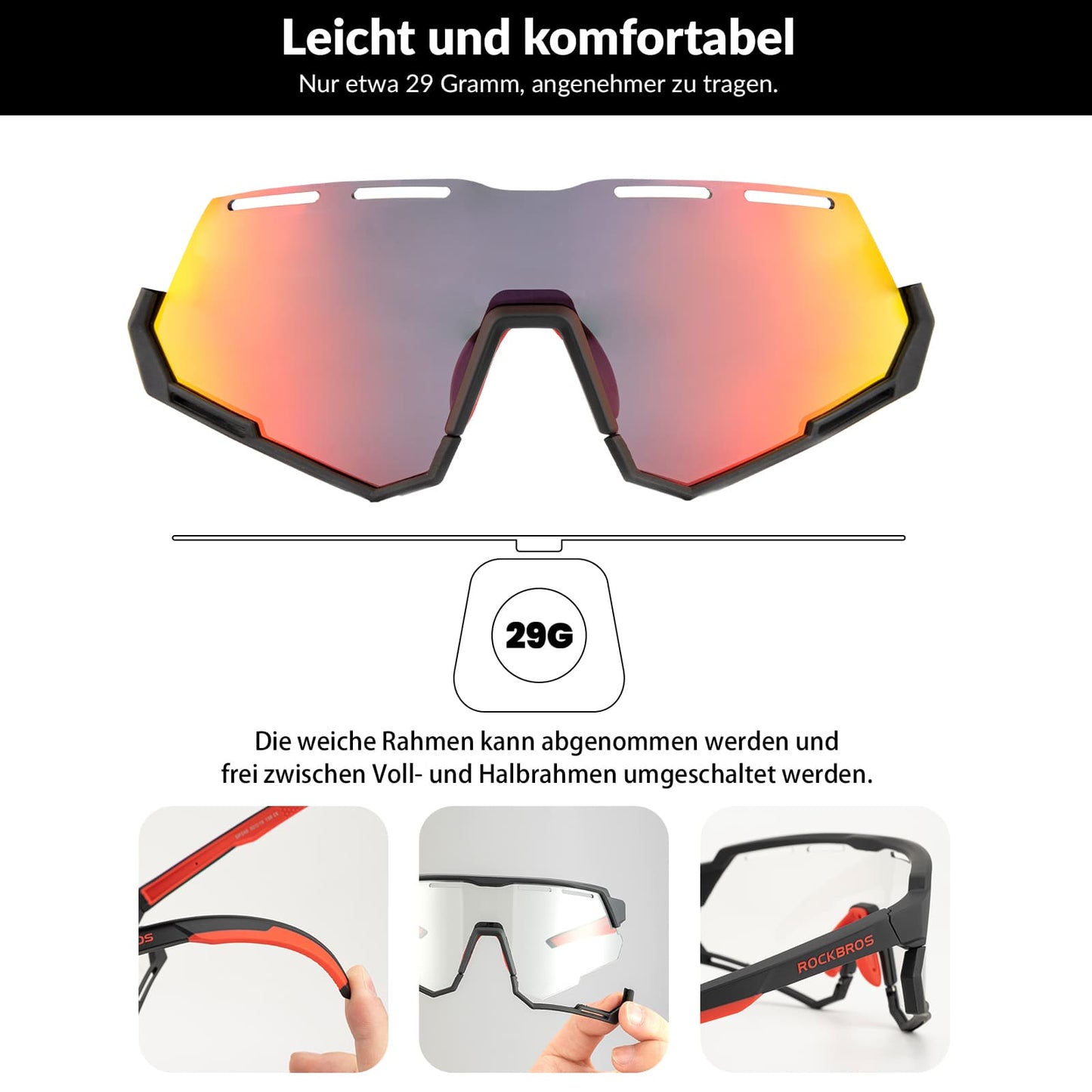 Gafas de ciclismo 2 en 1 deportivas polarizadas y fotocromáticas ROCKBROS