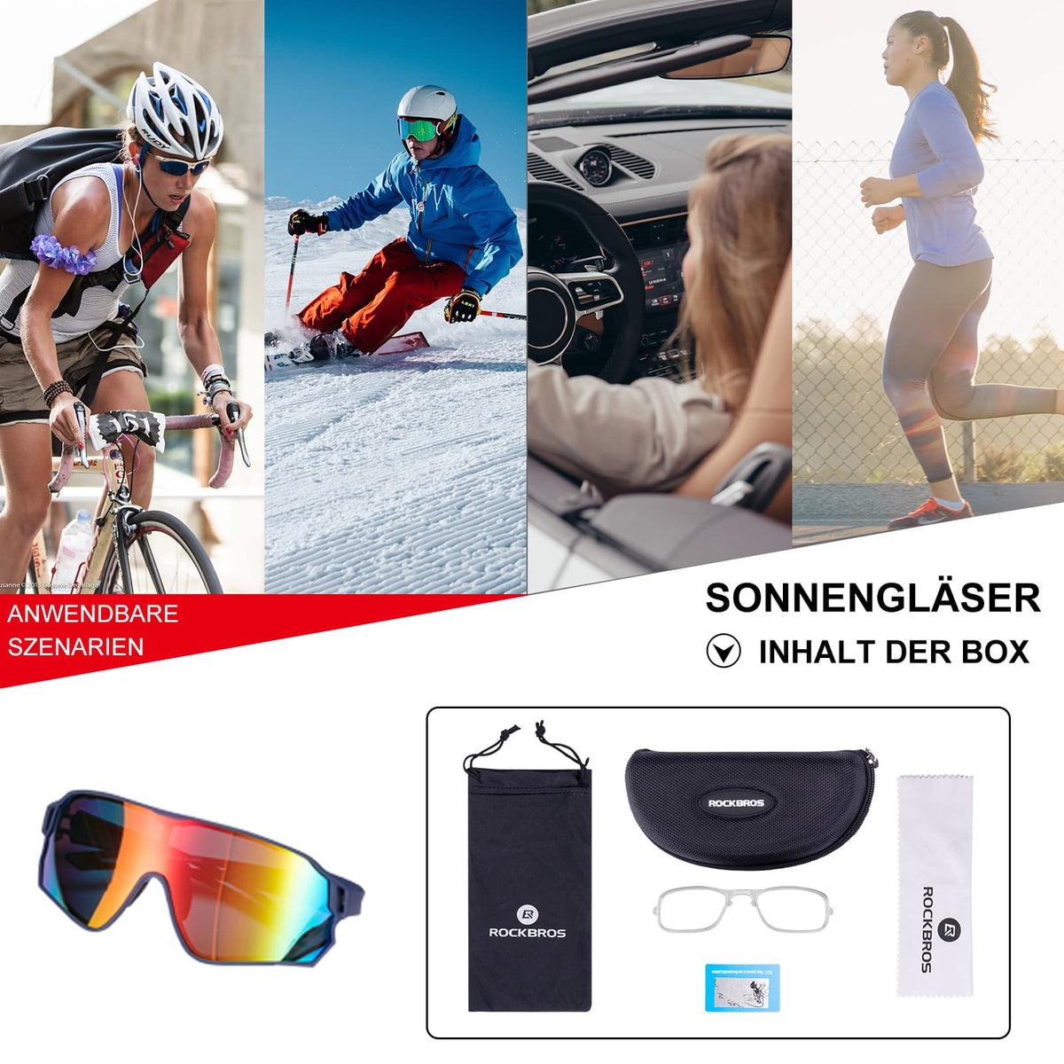 ROCKBROS Gafas de sol deportivas polarizadas para ciclistas (protección UV)