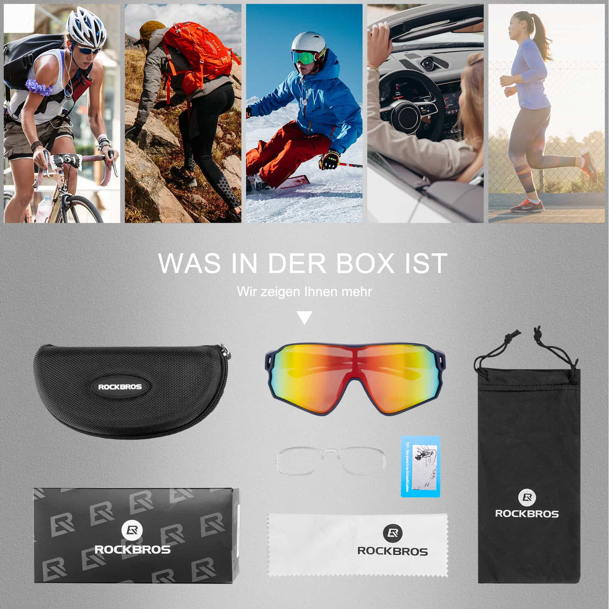 ROCKBROS Gafas de sol deportivas polarizadas para ciclistas (protección UV)