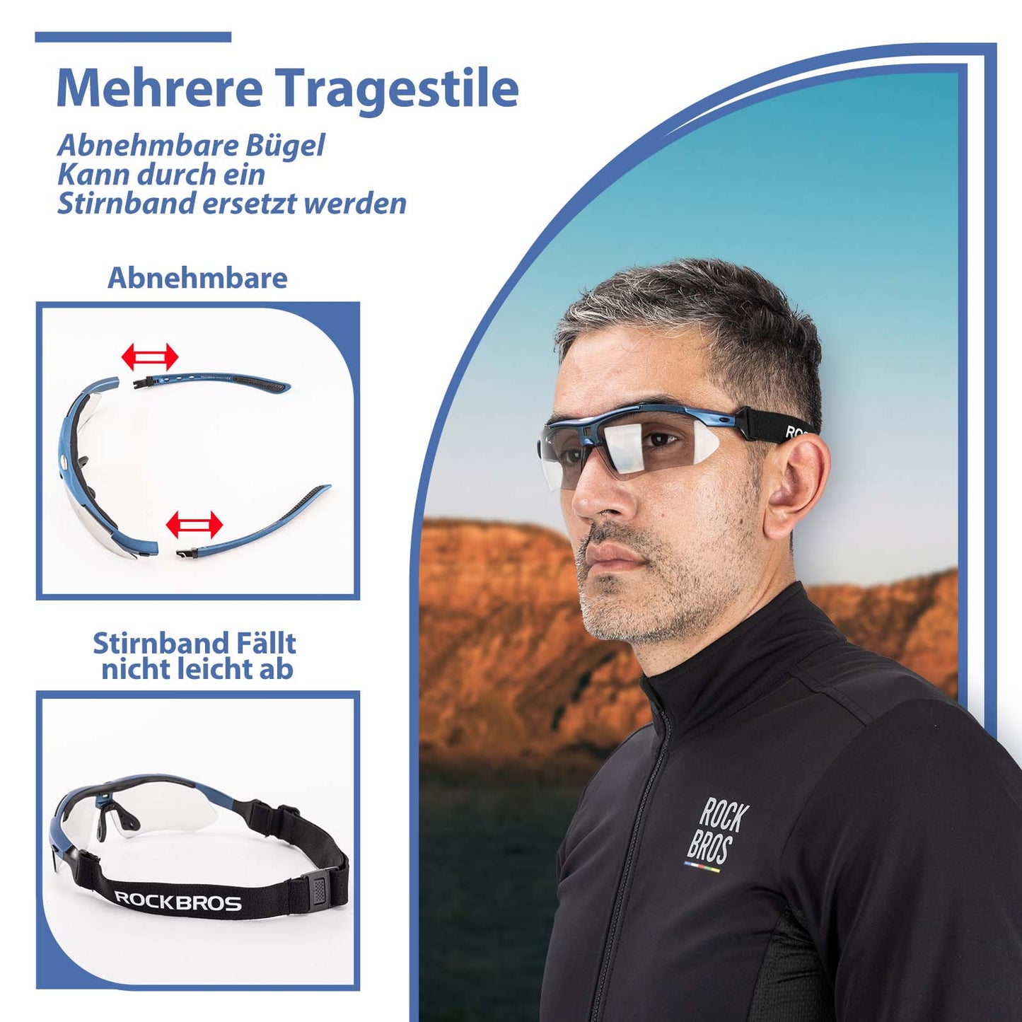 Gafas de ciclismo, gafas fotocromáticas, gafas de sol, protección UV 400, ROCKBROS