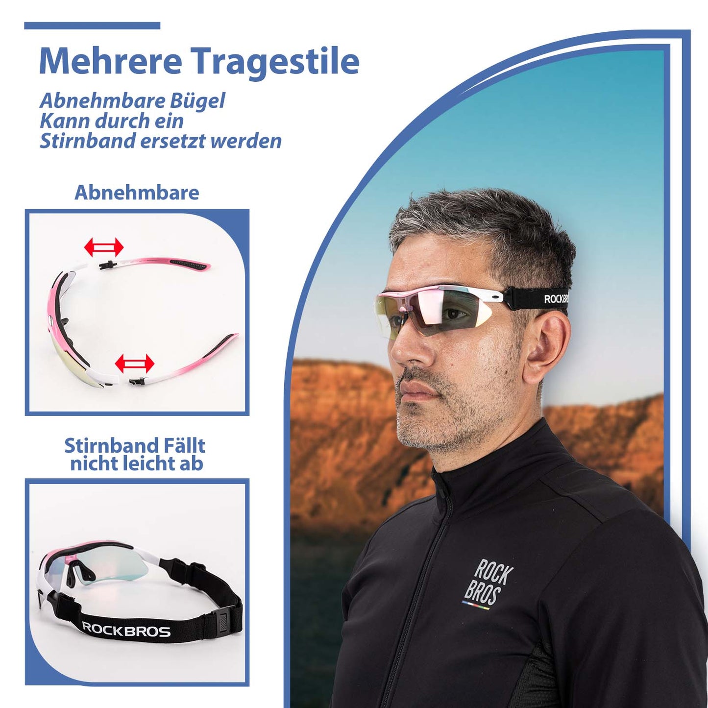Gafas de ciclismo, gafas fotocromáticas, gafas de sol, protección UV 400, ROCKBROS