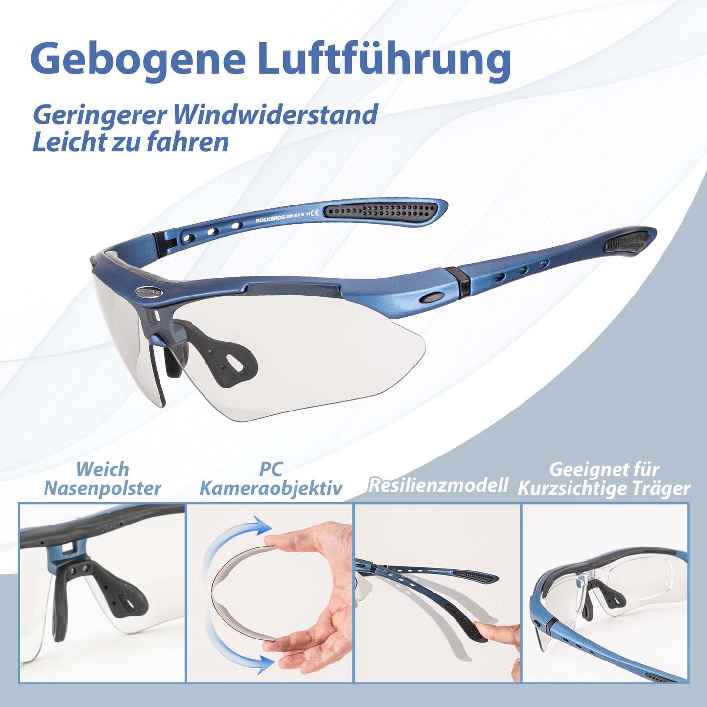 Gafas de ciclismo, gafas fotocromáticas, gafas de sol, protección UV 400, ROCKBROS