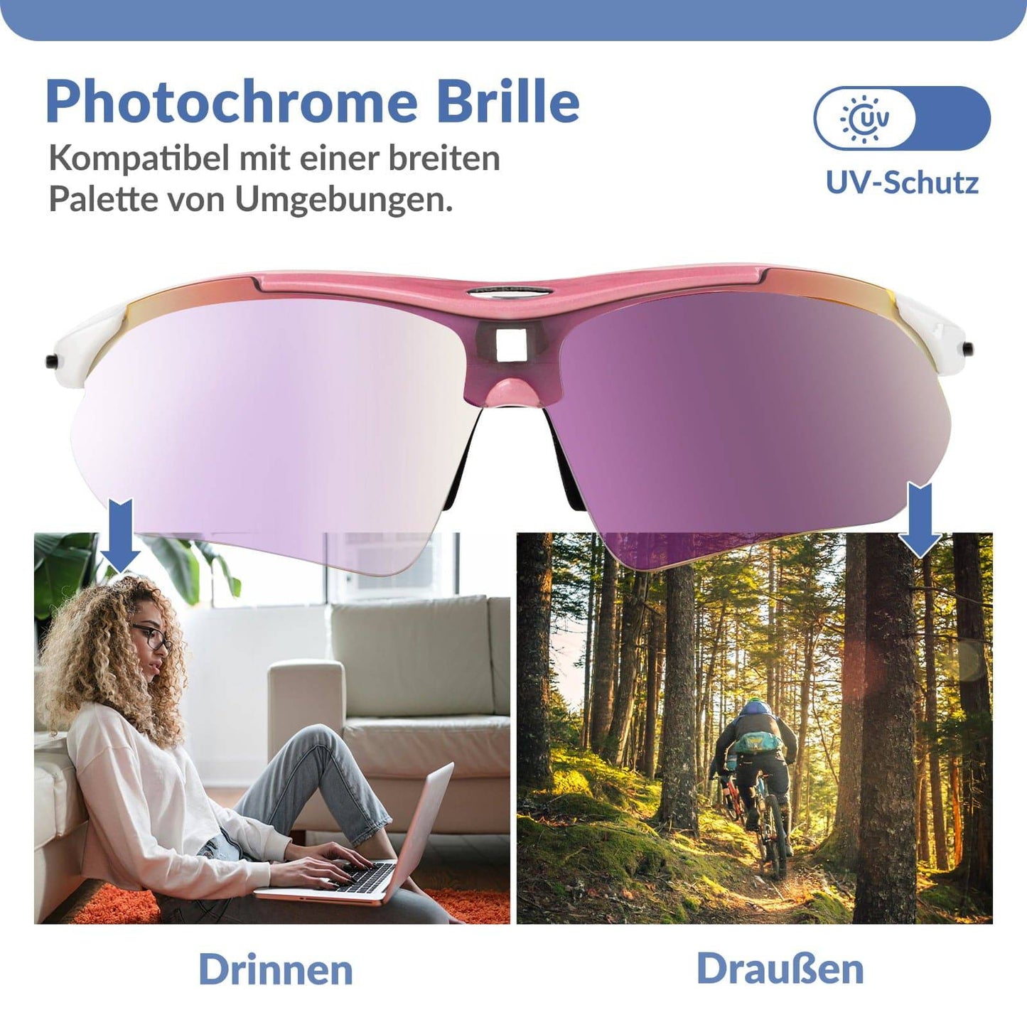 Gafas de ciclismo, gafas fotocromáticas, gafas de sol, protección UV 400, ROCKBROS