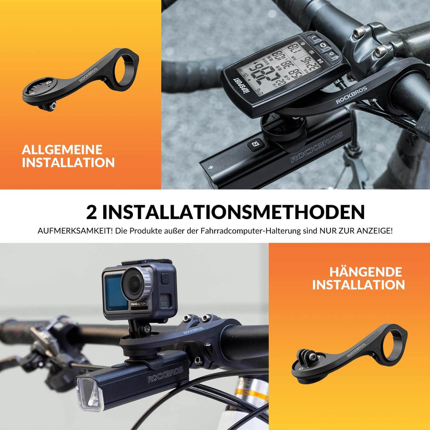 Soporte para ciclocomputador compatible con Garmin/iGPSPORT para manillares de 32-35 mm ROCKBROS