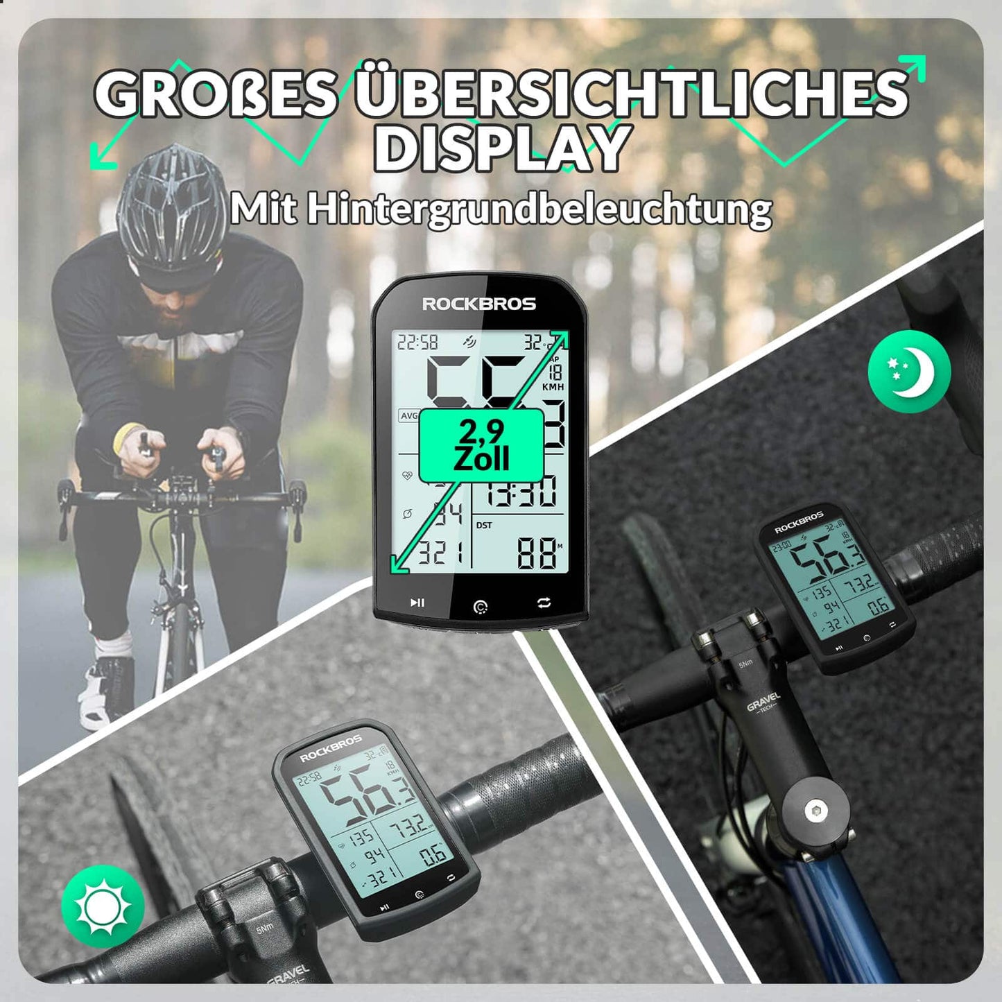 Ciclocomputador inalámbrico GPS resistente al agua con velocímetro y odómetro ROCKBROS