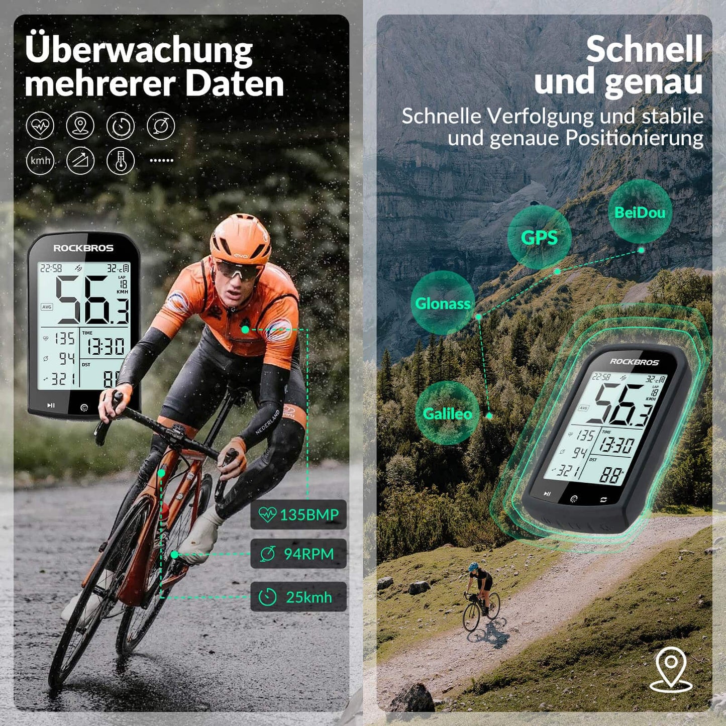 Ciclocomputador inalámbrico GPS resistente al agua con velocímetro y odómetro ROCKBROS
