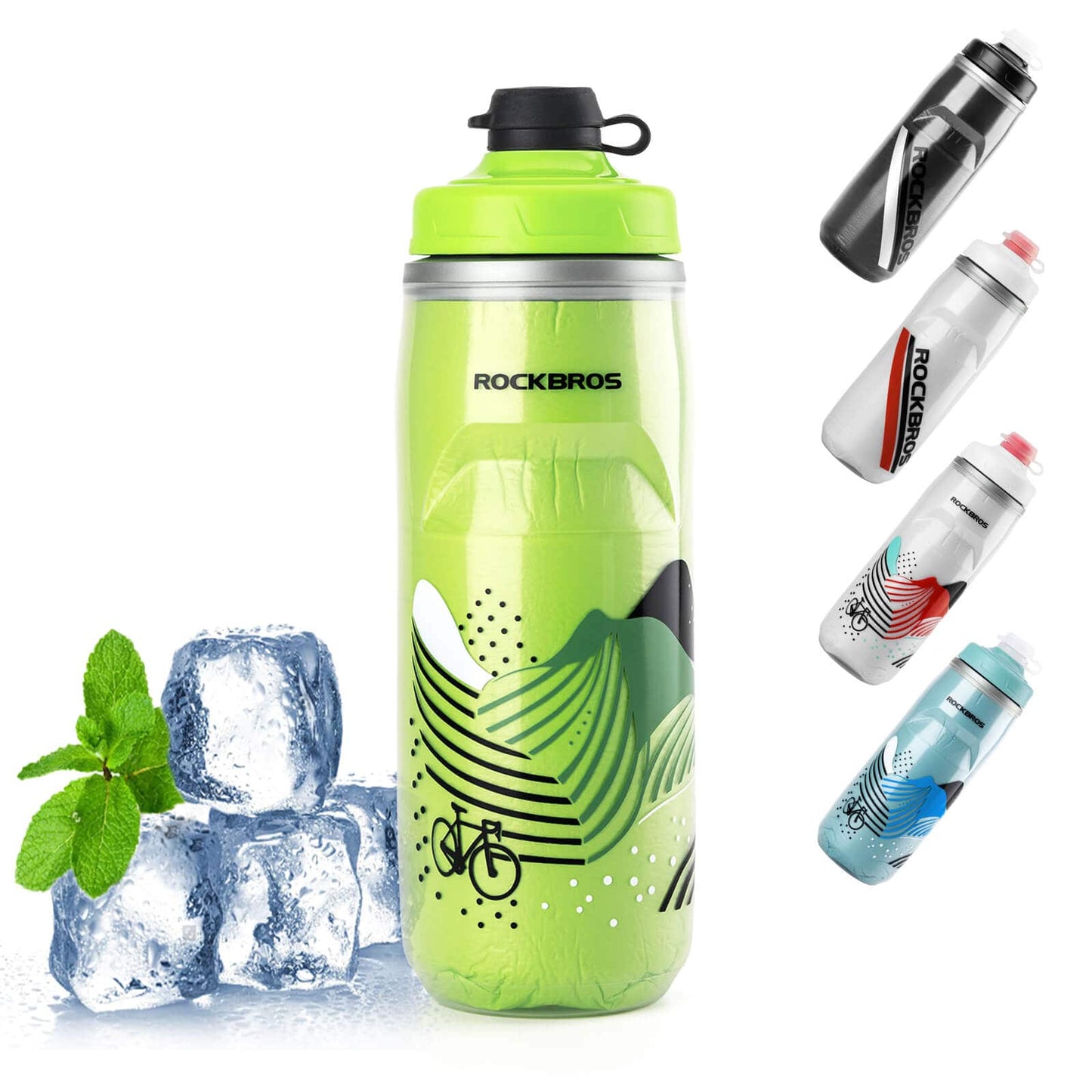Botella de ciclismo de 620 ml, botella deportiva con función de enfriamiento de 5 horas, ROCKBROS