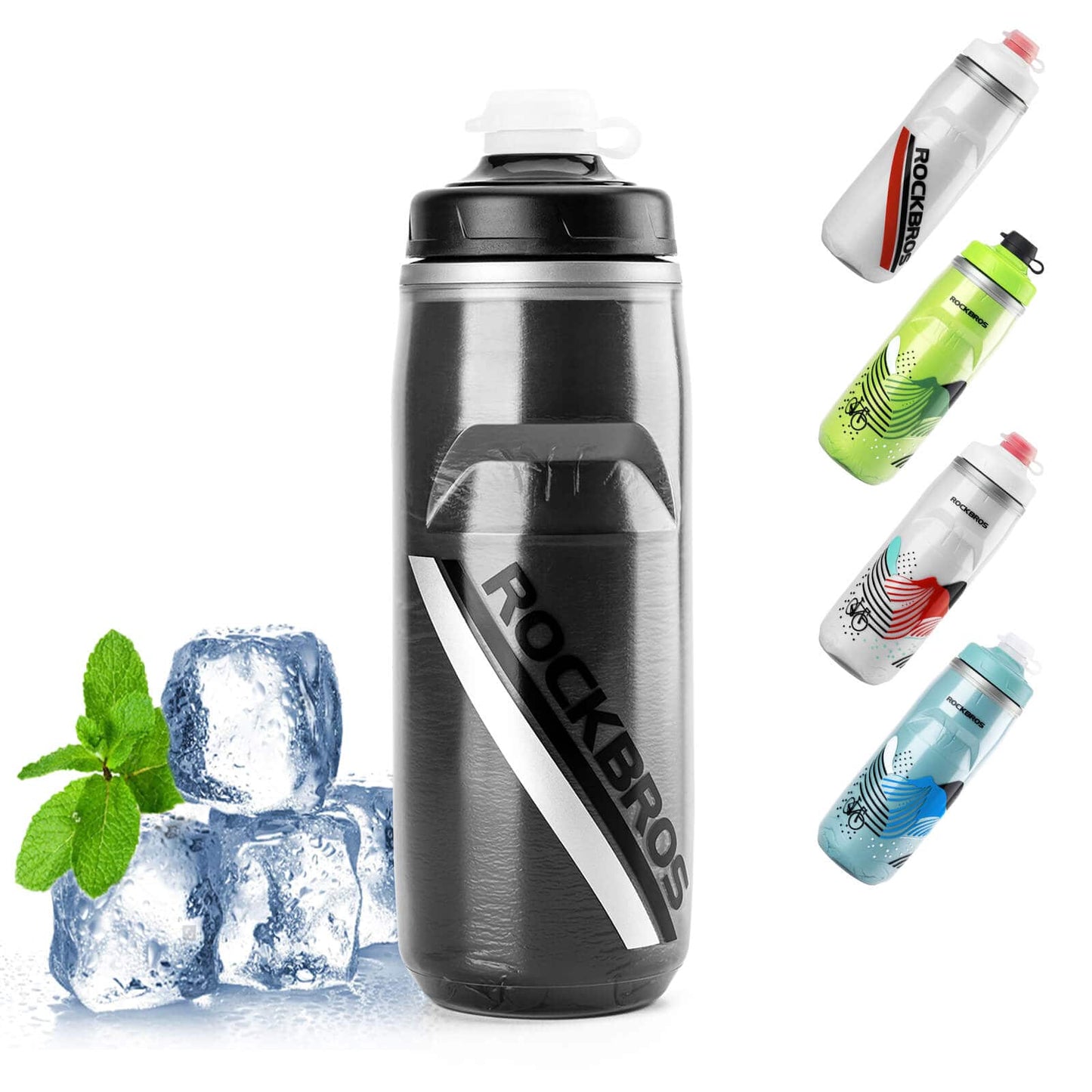 Botella de ciclismo de 620 ml, botella deportiva con función de enfriamiento de 5 horas, ROCKBROS