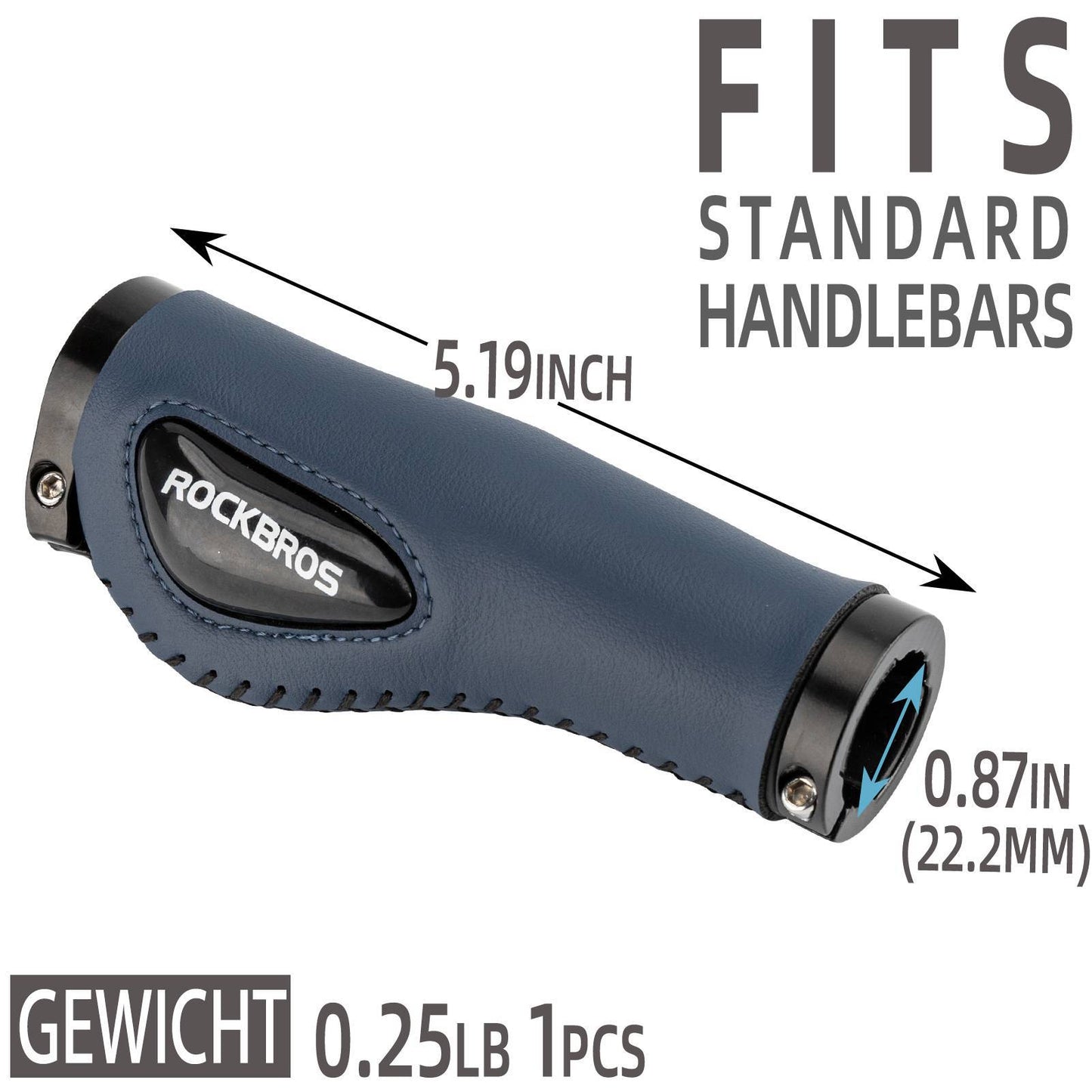 Puños de cuero para manillar de bicicleta de 22,2 mm de diámetro, ROCKBROS