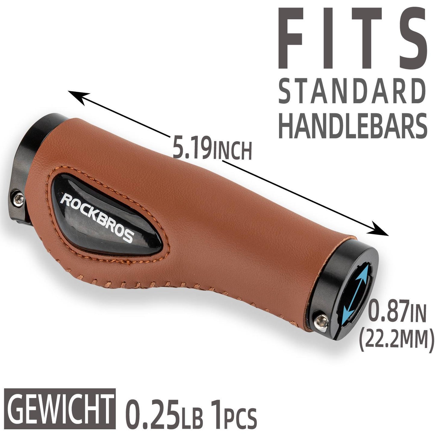 Puños de cuero para manillar de bicicleta de 22,2 mm de diámetro, ROCKBROS