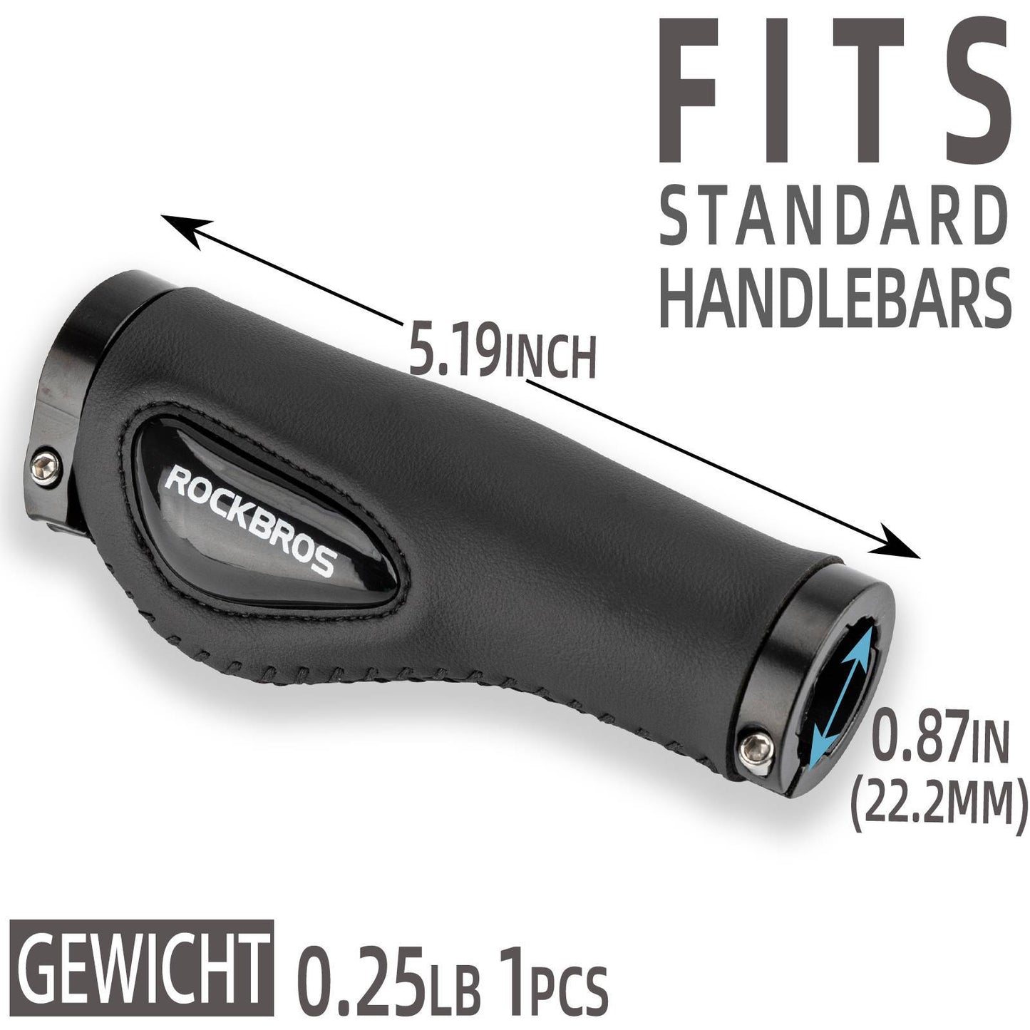 Puños de cuero para manillar de bicicleta de 22,2 mm de diámetro, ROCKBROS