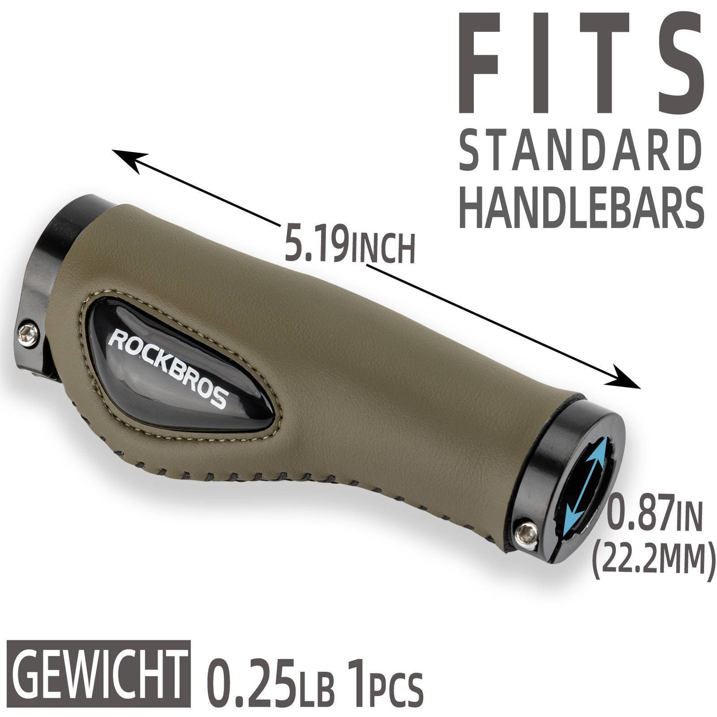 Puños de cuero para manillar de bicicleta de 22,2 mm de diámetro, ROCKBROS