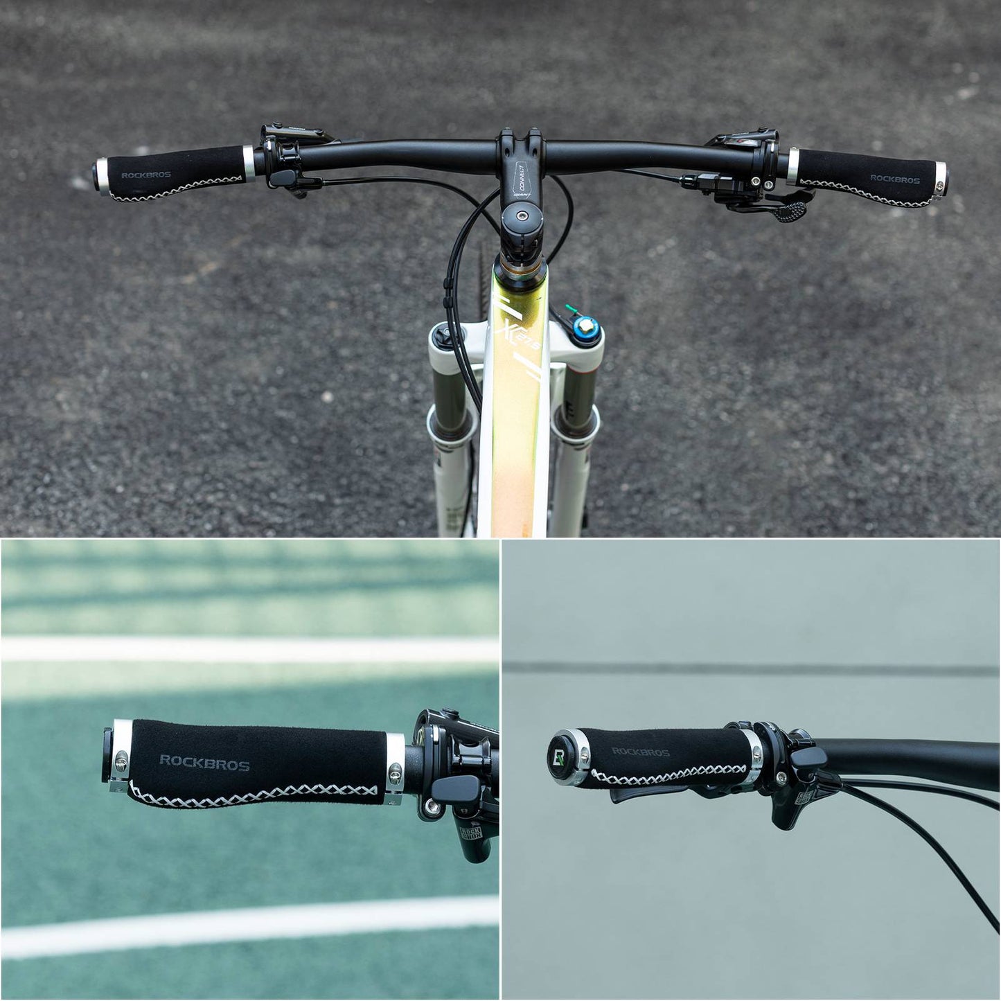 Puños de cuero para manillar de bicicleta de 22,2 mm de diámetro, ROCKBROS