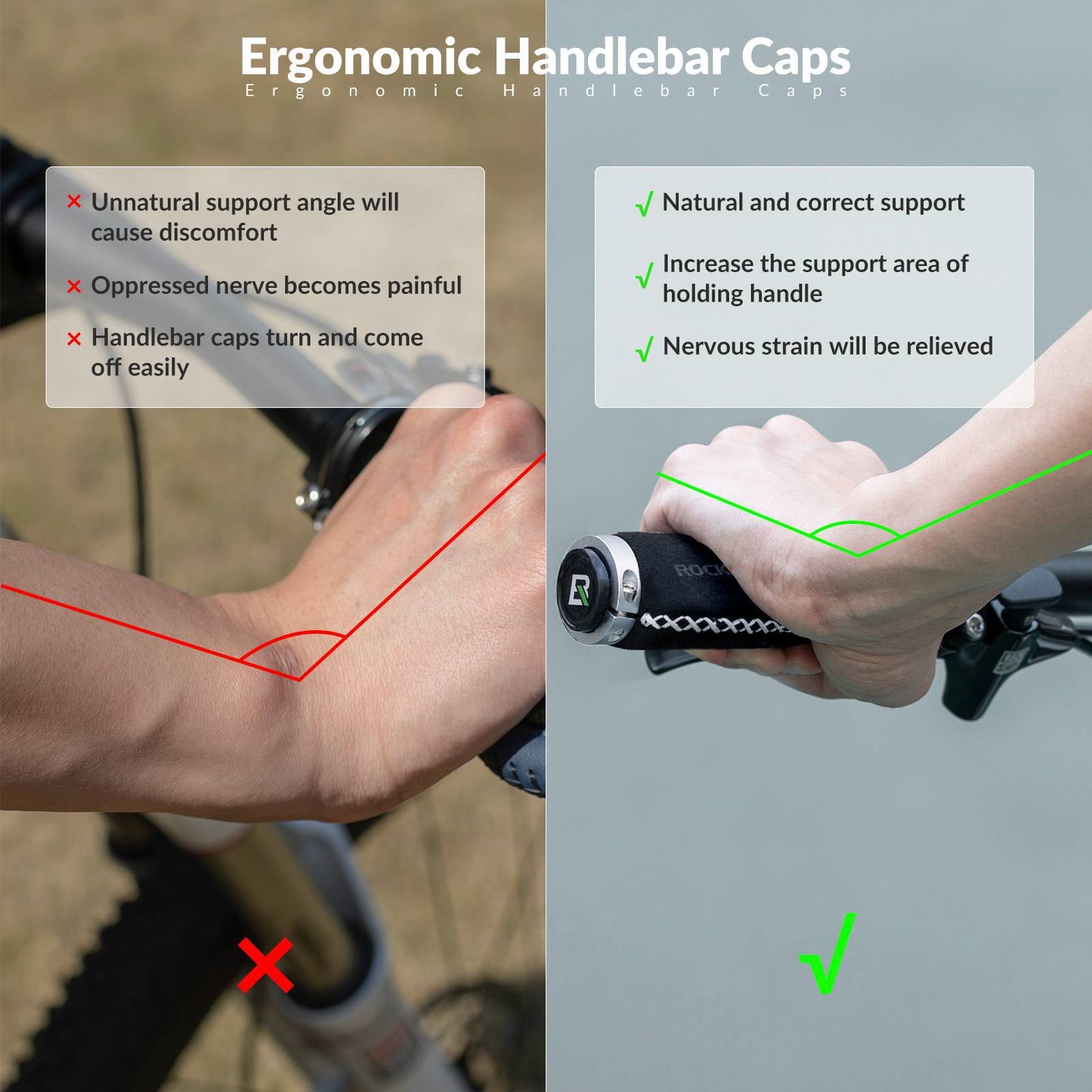 Puños de cuero para manillar de bicicleta de 22,2 mm de diámetro, ROCKBROS