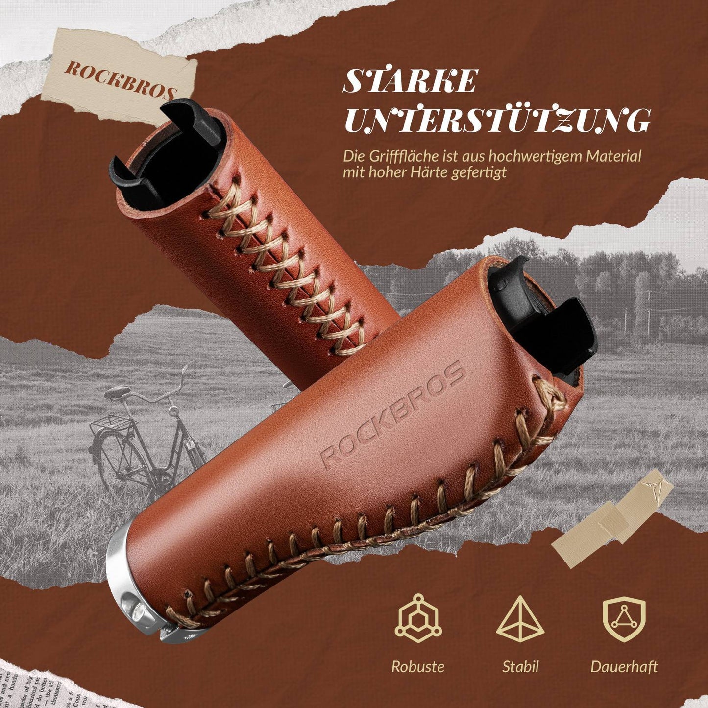 Puños de manillar MTB retro, diseño ergonómico, ROCKBROS