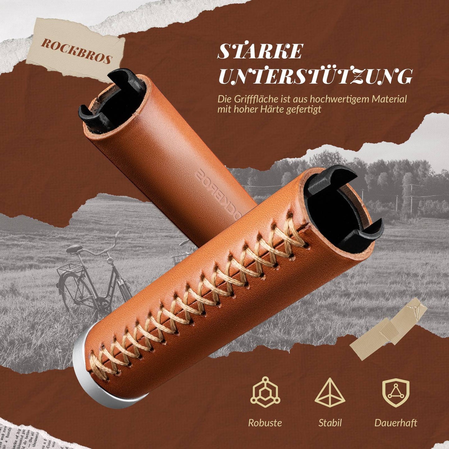 Puños de manillar MTB retro, diseño ergonómico, ROCKBROS