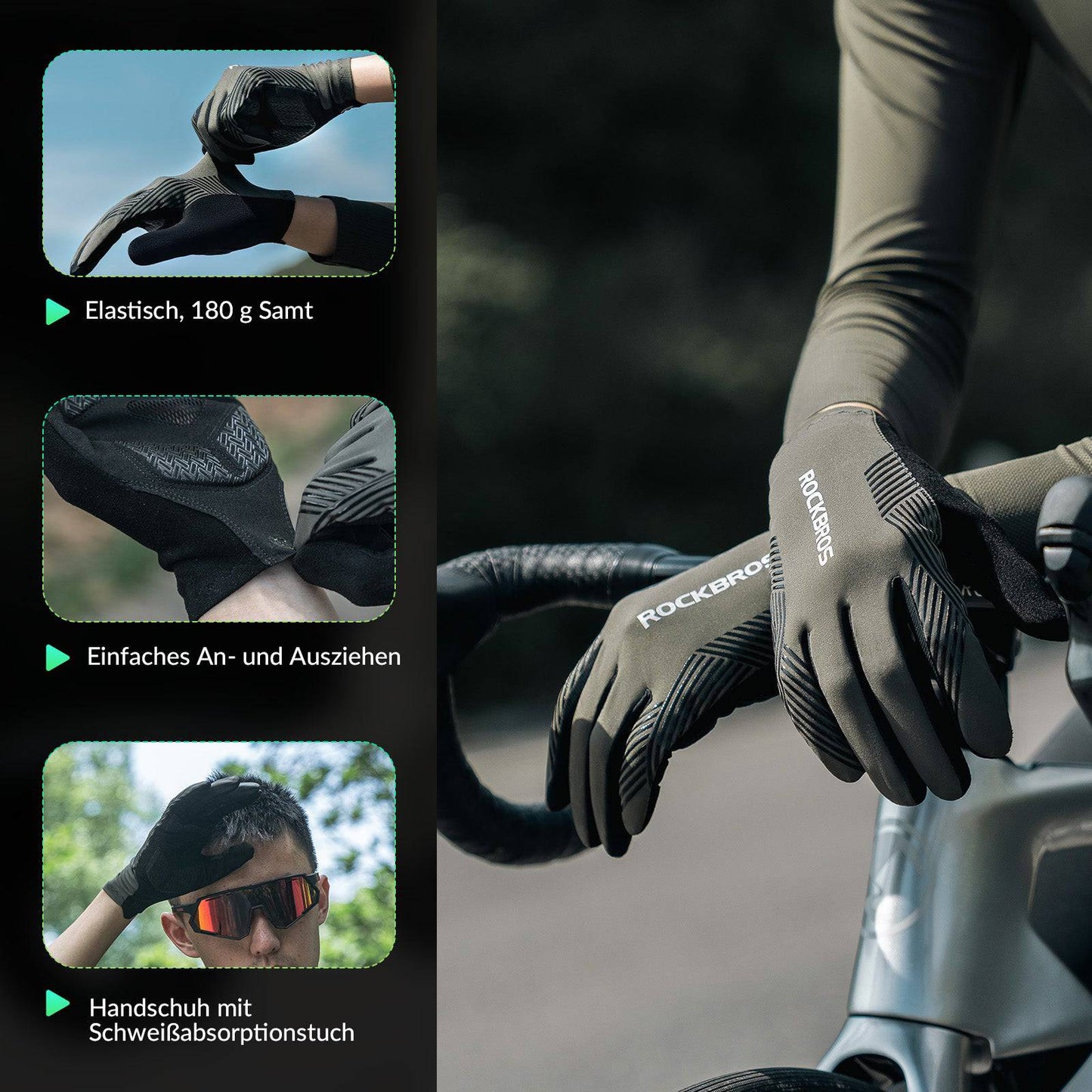 Guantes de ciclismo para mujer/hombre con pantalla táctil antideslizantes finos ROCKBROS