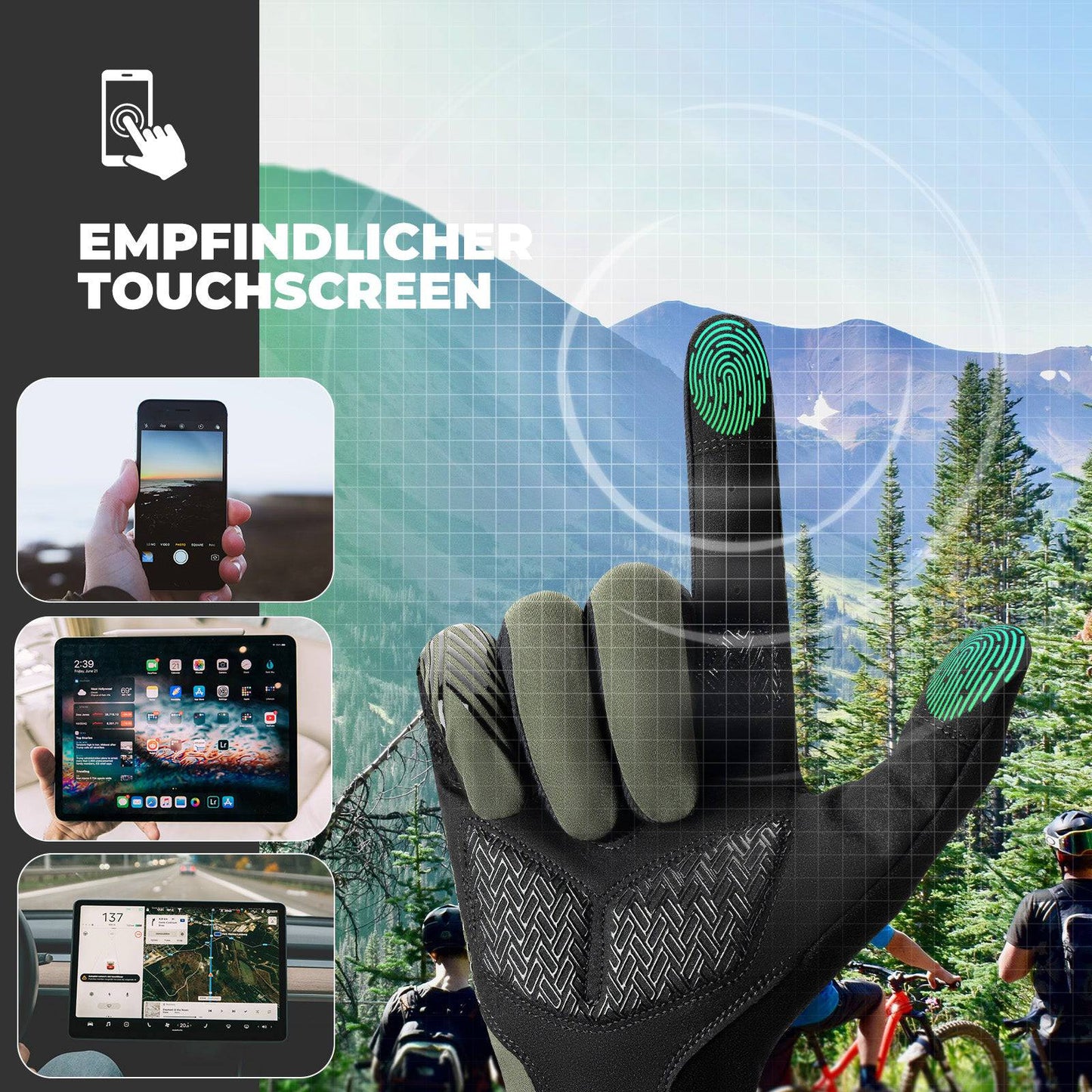 Guantes de ciclismo para mujer/hombre con pantalla táctil antideslizantes finos ROCKBROS