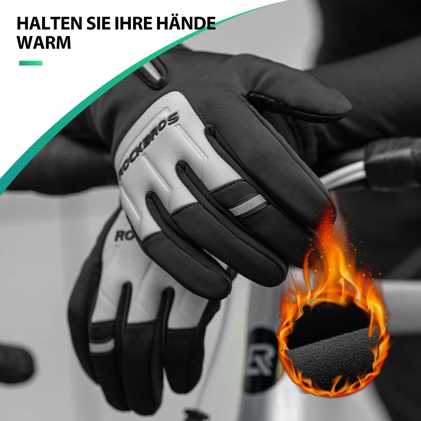 Guantes de ciclismo con pantalla táctil, cálidos guantes de invierno S-XL ROCKBROS