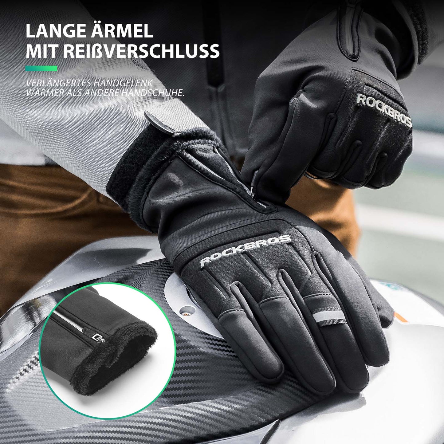 Guantes de ciclismo con pantalla táctil, cálidos guantes de invierno S-XL ROCKBROS