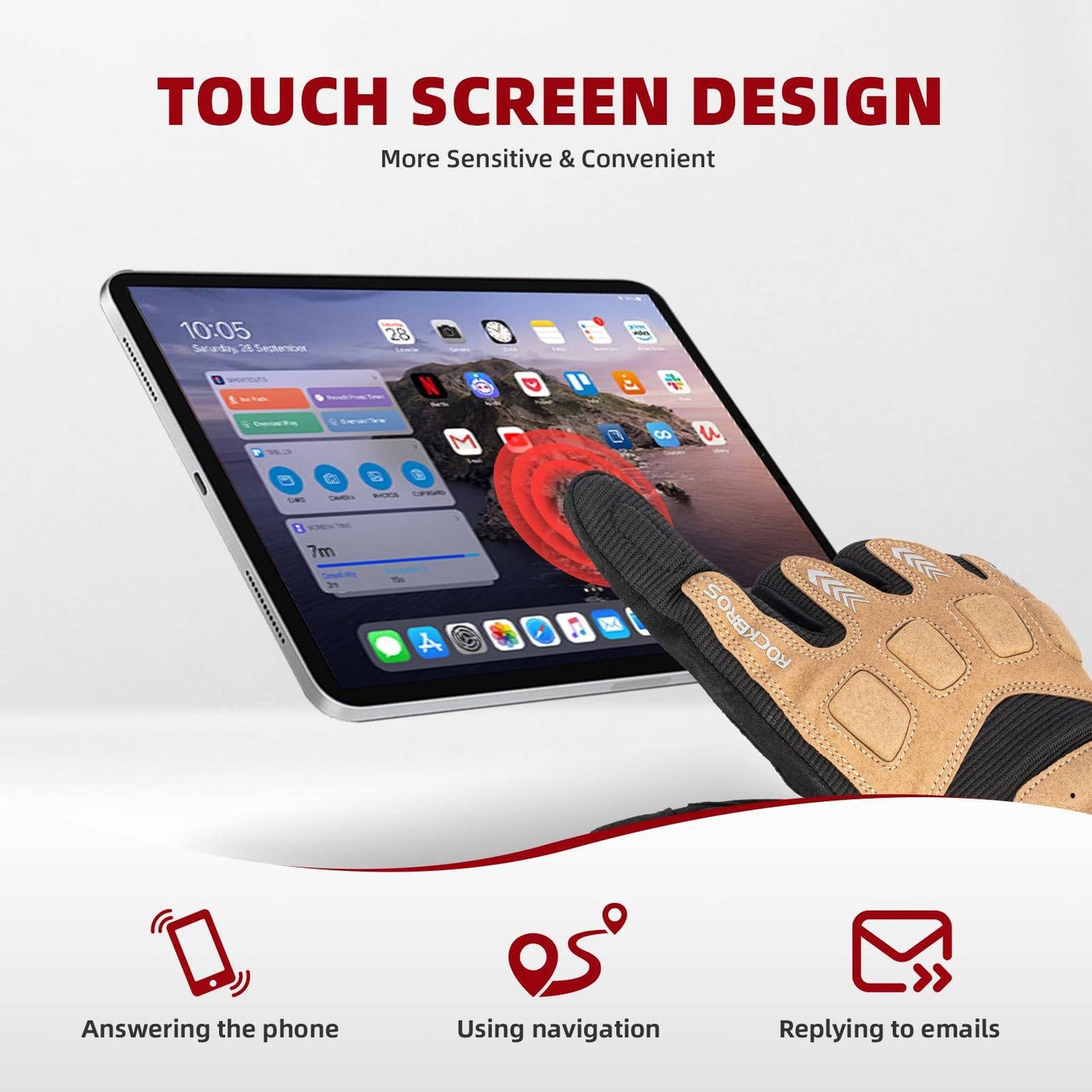 Guantes de ciclismo para hombre, invierno/otoño, MTB, guantes con absorción de impactos, ROCKBROS