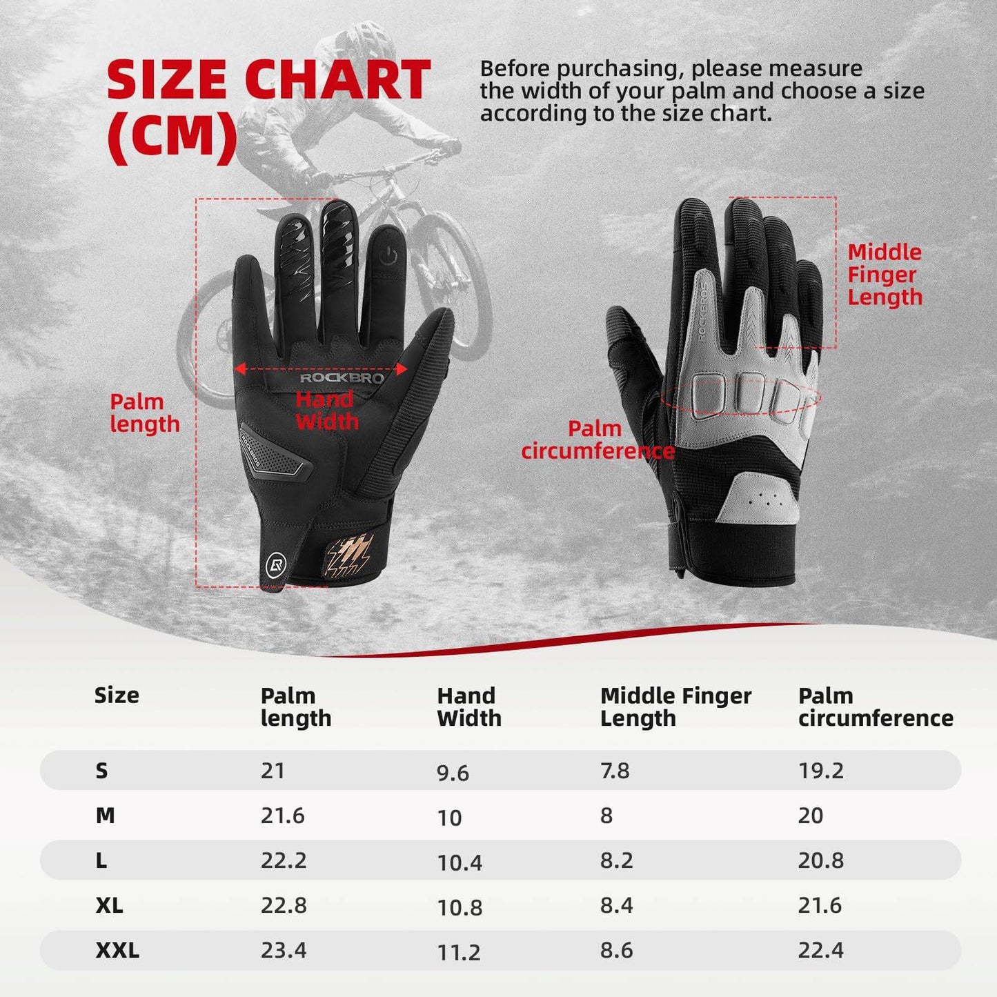 Guantes de ciclismo para hombre, invierno/otoño, MTB, guantes con absorción de impactos, ROCKBROS