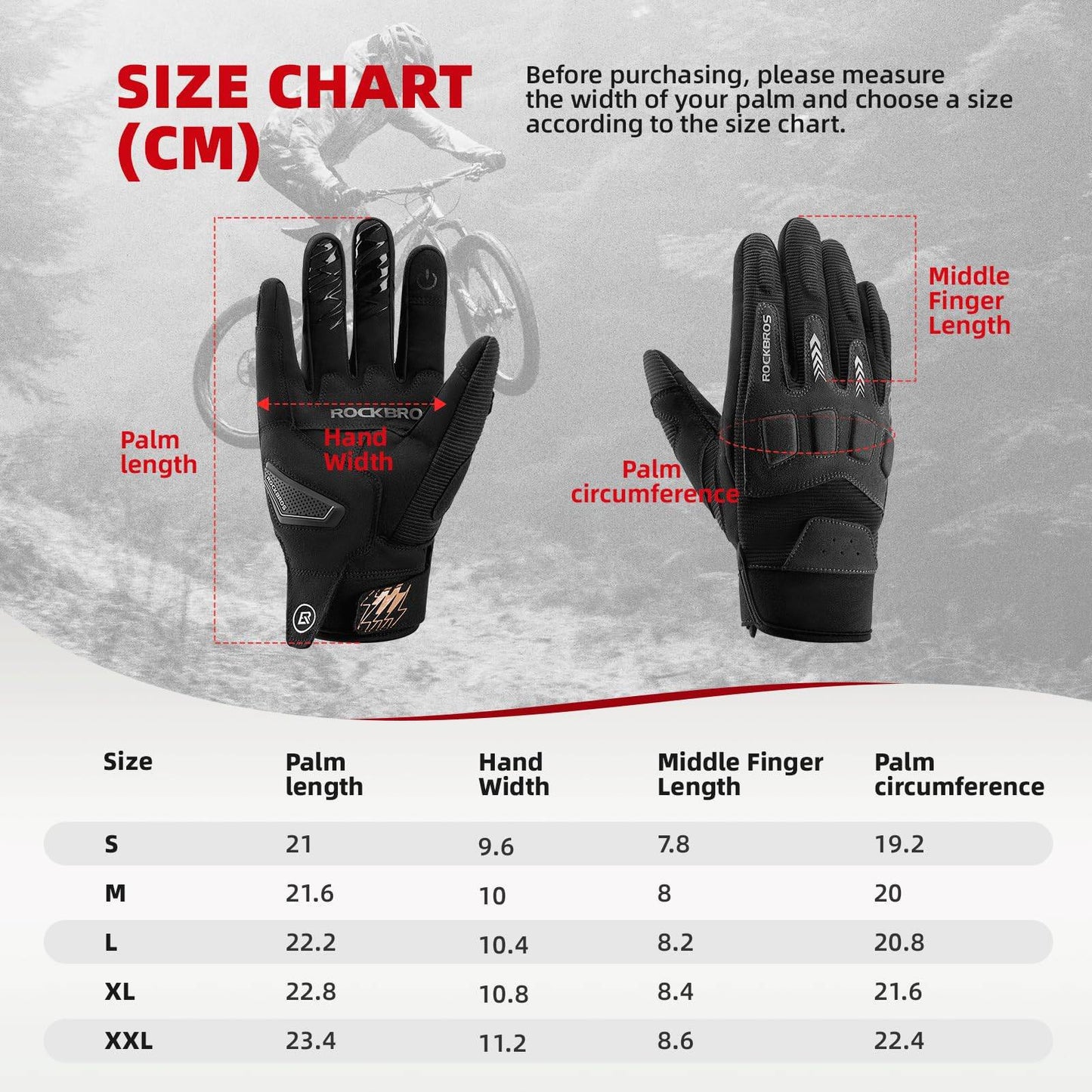 Guantes de ciclismo para hombre, invierno/otoño, MTB, guantes con absorción de impactos, ROCKBROS