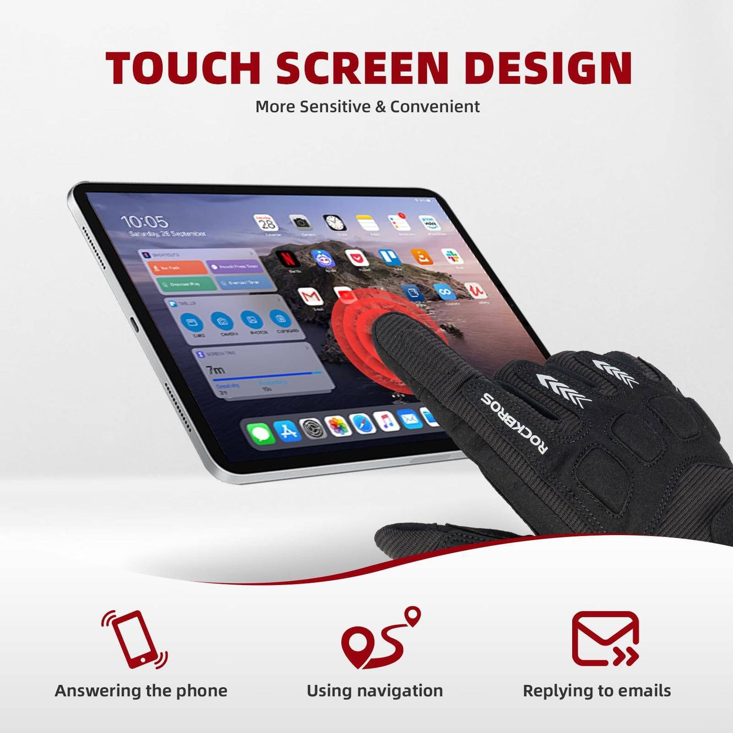 Guantes de ciclismo para hombre, invierno/otoño, MTB, guantes con absorción de impactos, ROCKBROS