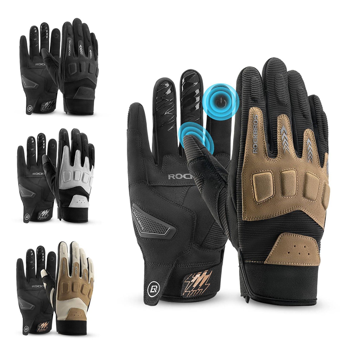 Guantes de ciclismo para hombre, invierno/otoño, MTB, guantes con absorción de impactos, ROCKBROS