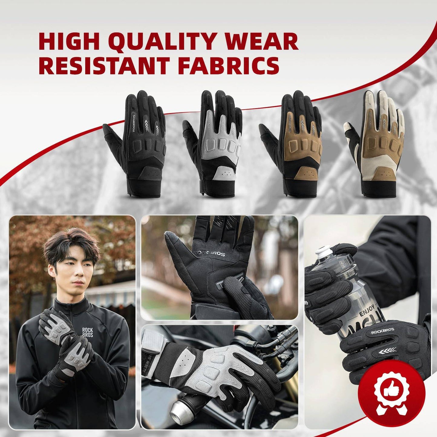 Guantes de ciclismo para hombre, invierno/otoño, MTB, guantes con absorción de impactos, ROCKBROS