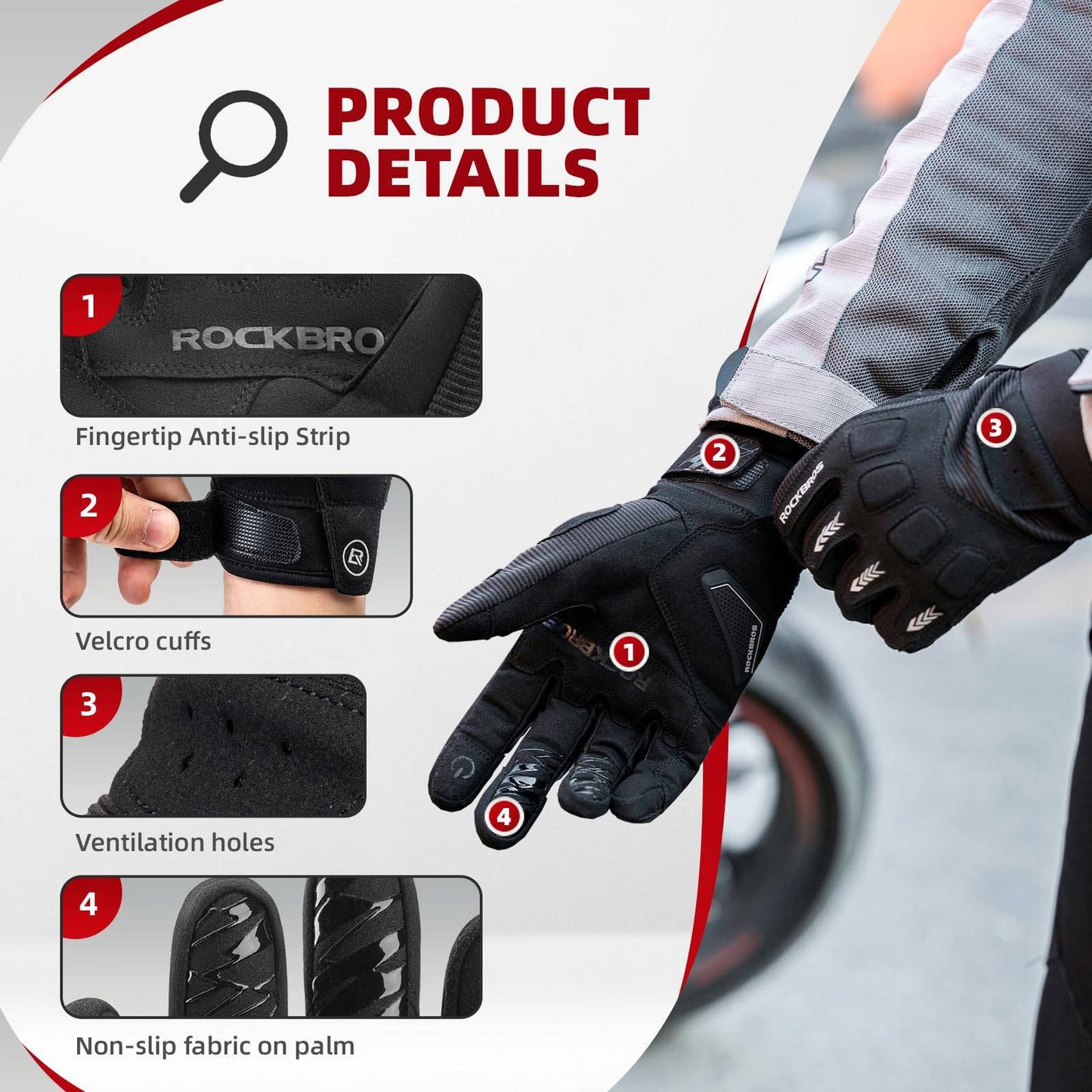 Guantes de ciclismo para hombre, invierno/otoño, MTB, guantes con absorción de impactos, ROCKBROS