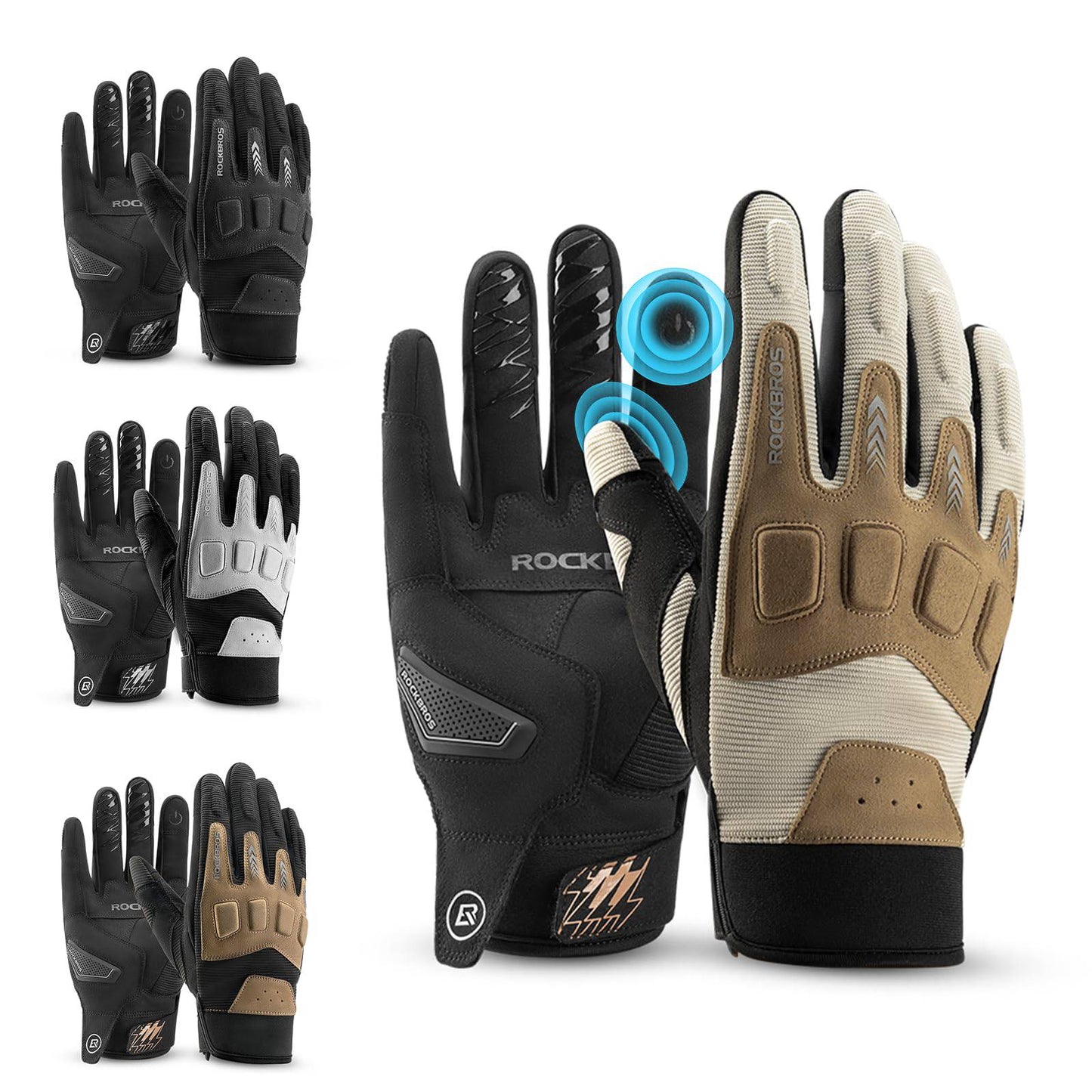 Guantes de ciclismo para hombre, invierno/otoño, MTB, guantes con absorción de impactos, ROCKBROS