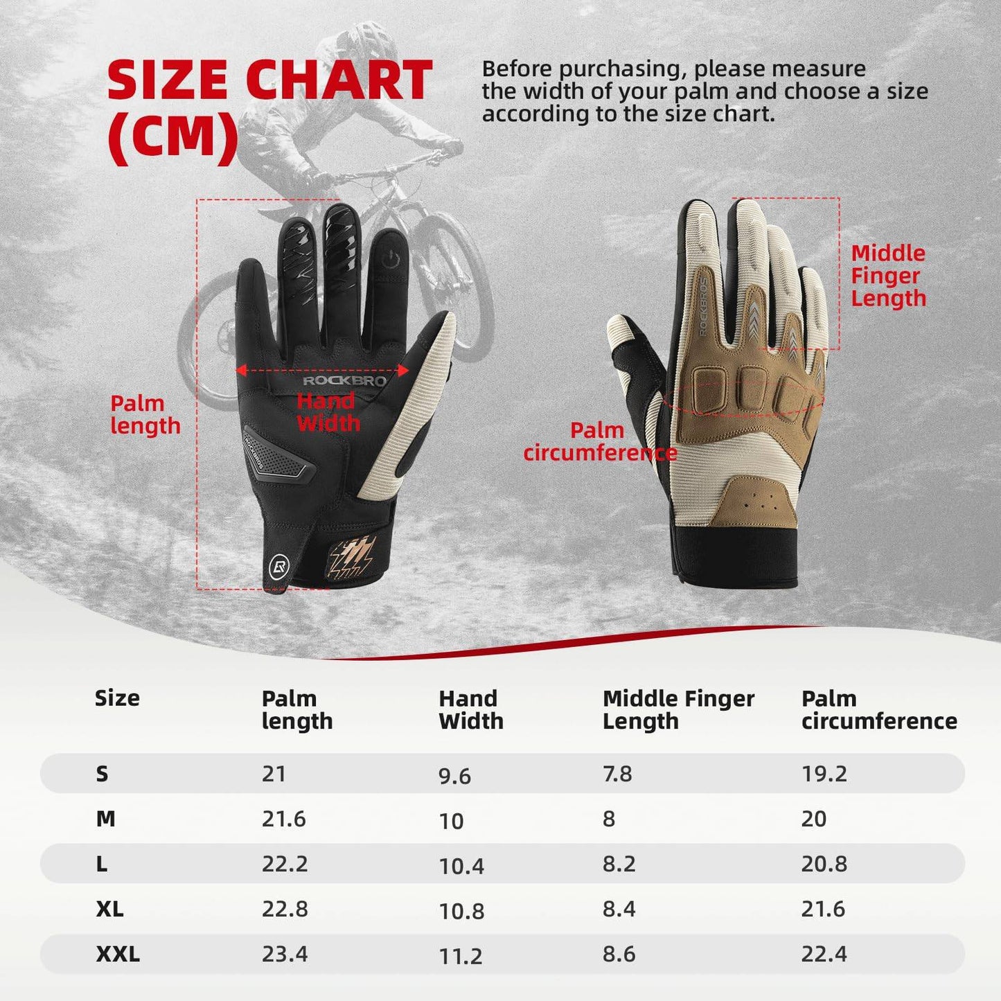 Guantes de ciclismo para hombre, invierno/otoño, MTB, guantes con absorción de impactos, ROCKBROS