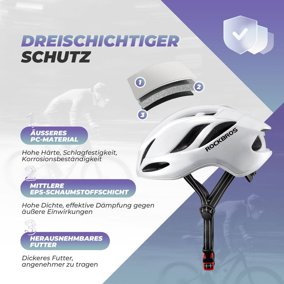ROCKBROS Casco de bicicleta 58-62cm Ajustable Casco urbano Ventilación Unisex